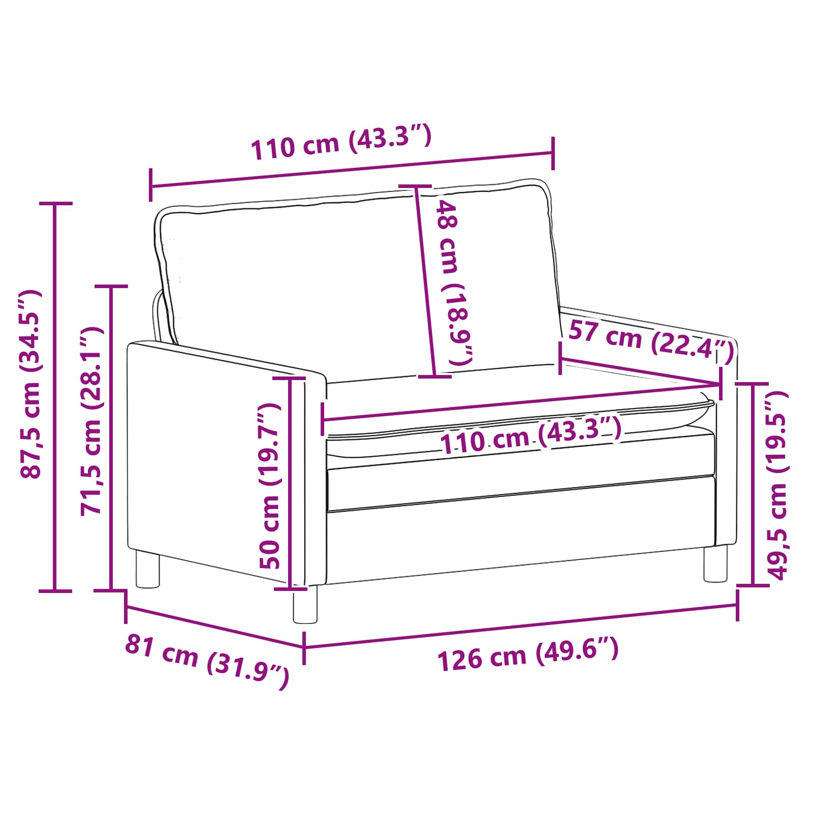 vidaXL Zestaw Sof 2 szt. ciemnoszary tkanina