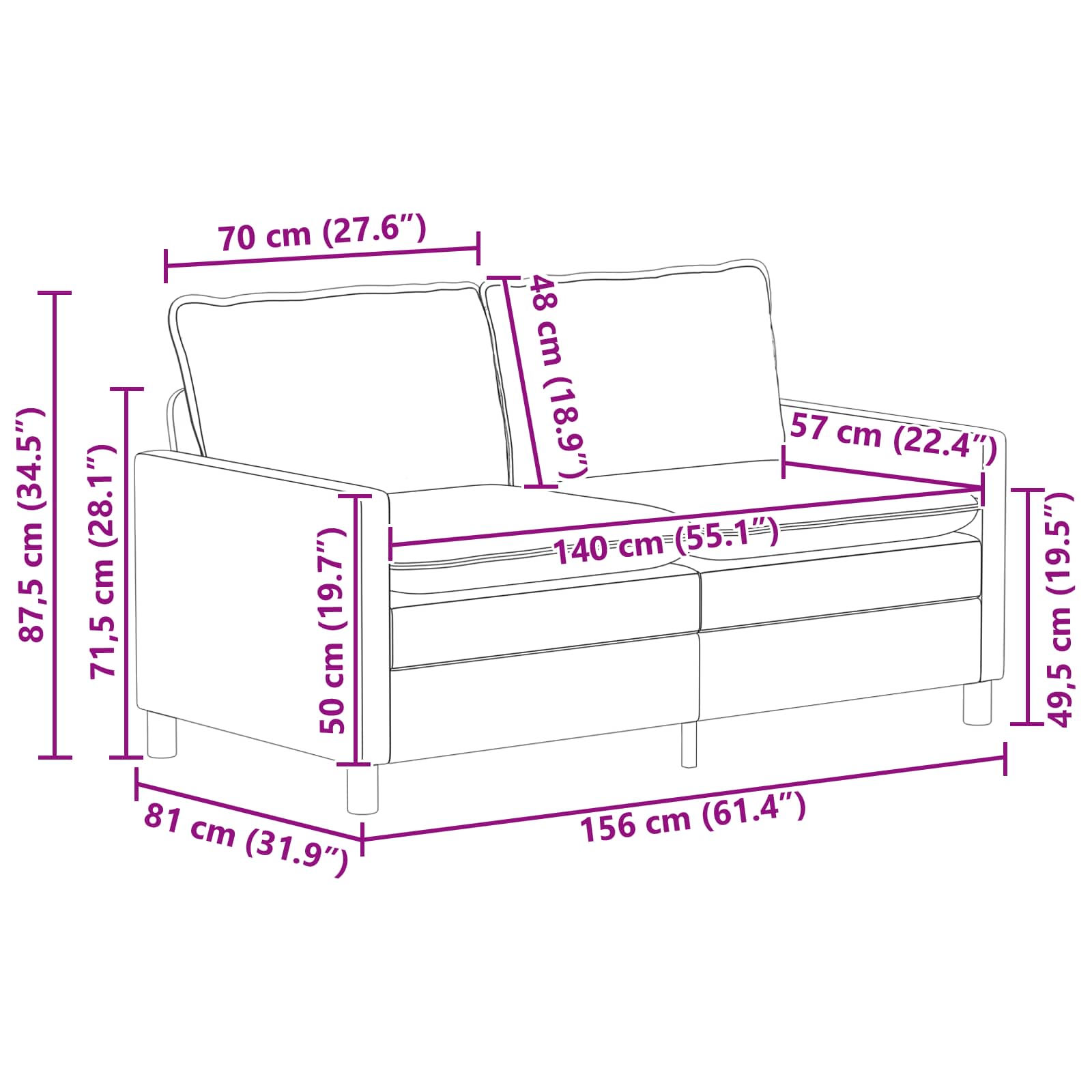 vidaXL Zestaw Sof 2 szt. Ciemnozielony tkanina