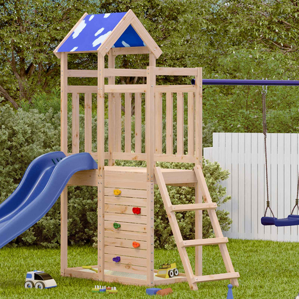 vidaXL Wieża zabaw Brązowy 110,5 x 52,5 x 215cm Lite drewno sosnowe