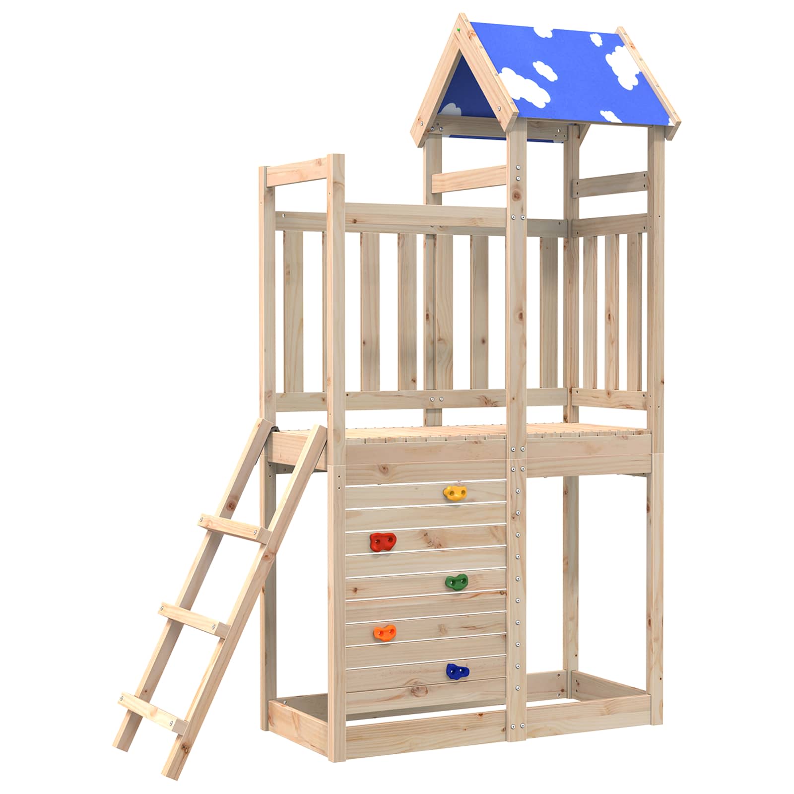 vidaXL Wieża zabaw Brązowy 110,5 x 52,5 x 215cm Lite drewno sosnowe