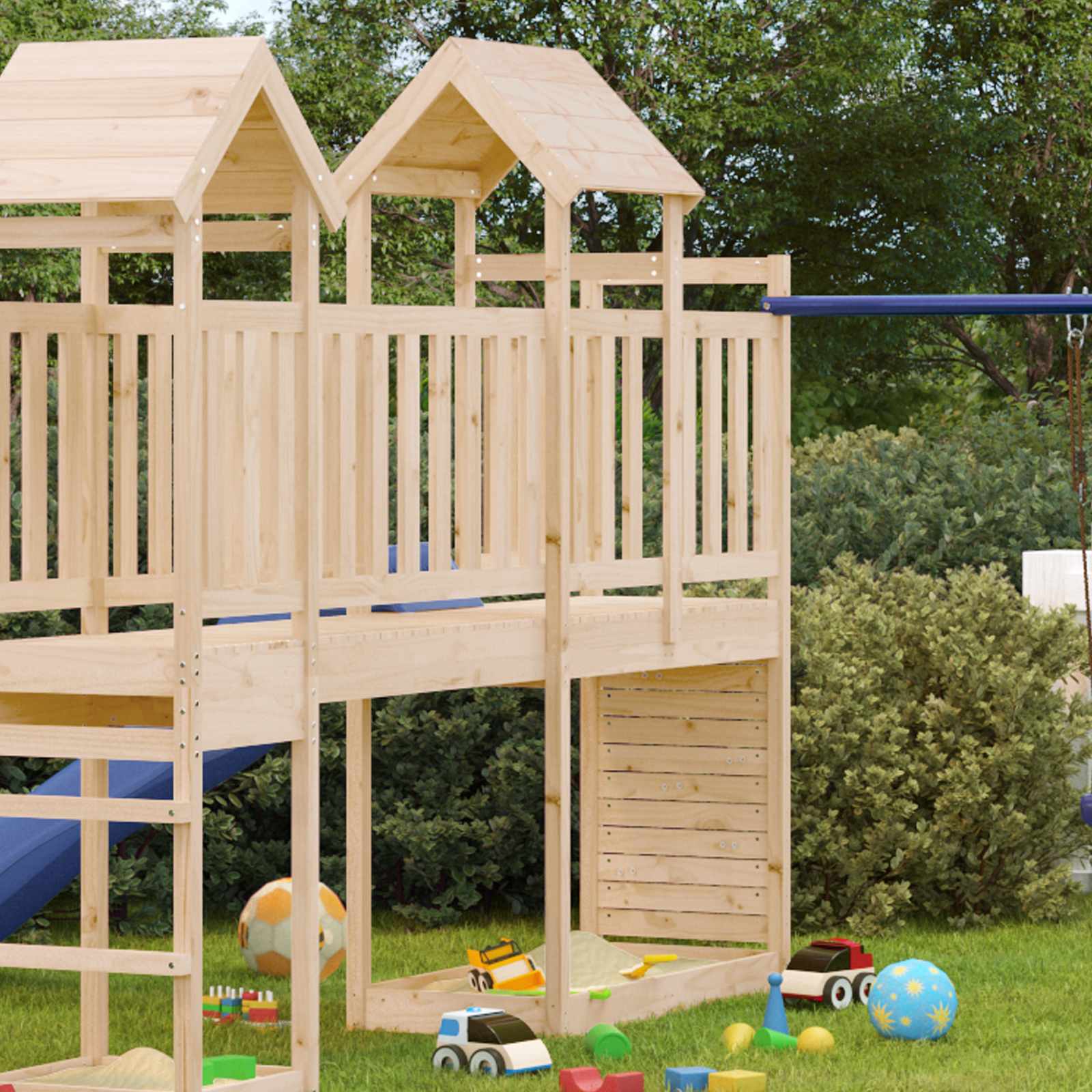 vidaXL Wieża zabaw Brązowy 53 x 110,5 x 214 cm Lite drewno sosnowe