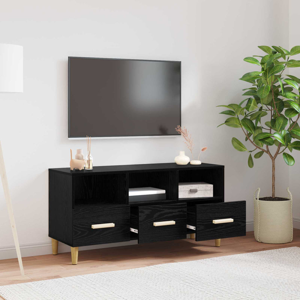 vidaXL Szafka pod telewizor z szufladą Czarny Dąb 102 x 36 x 50 cm