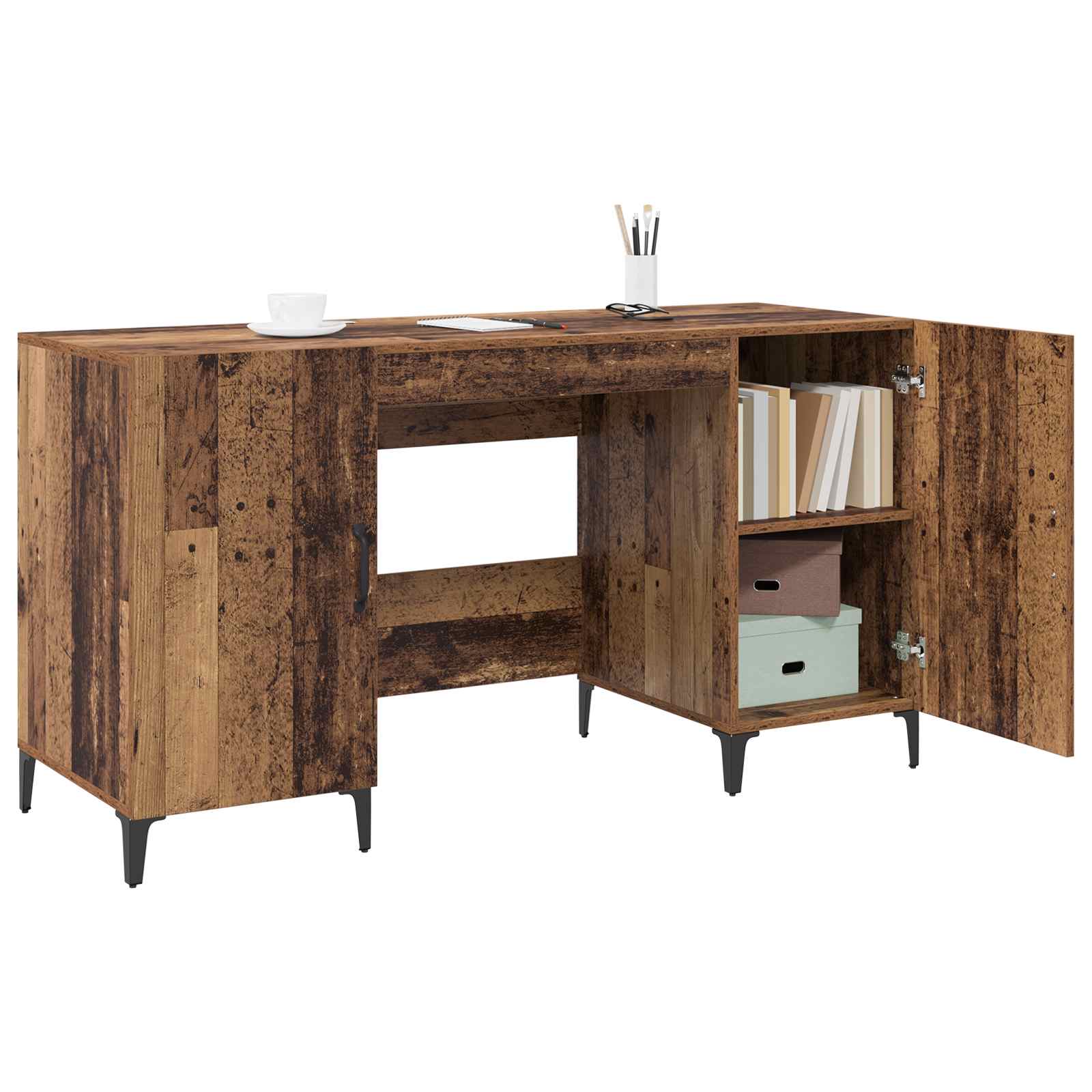 vidaXL Biurko Stare drewno 140 x 50 x 75 cm Materiał drewnopochodny