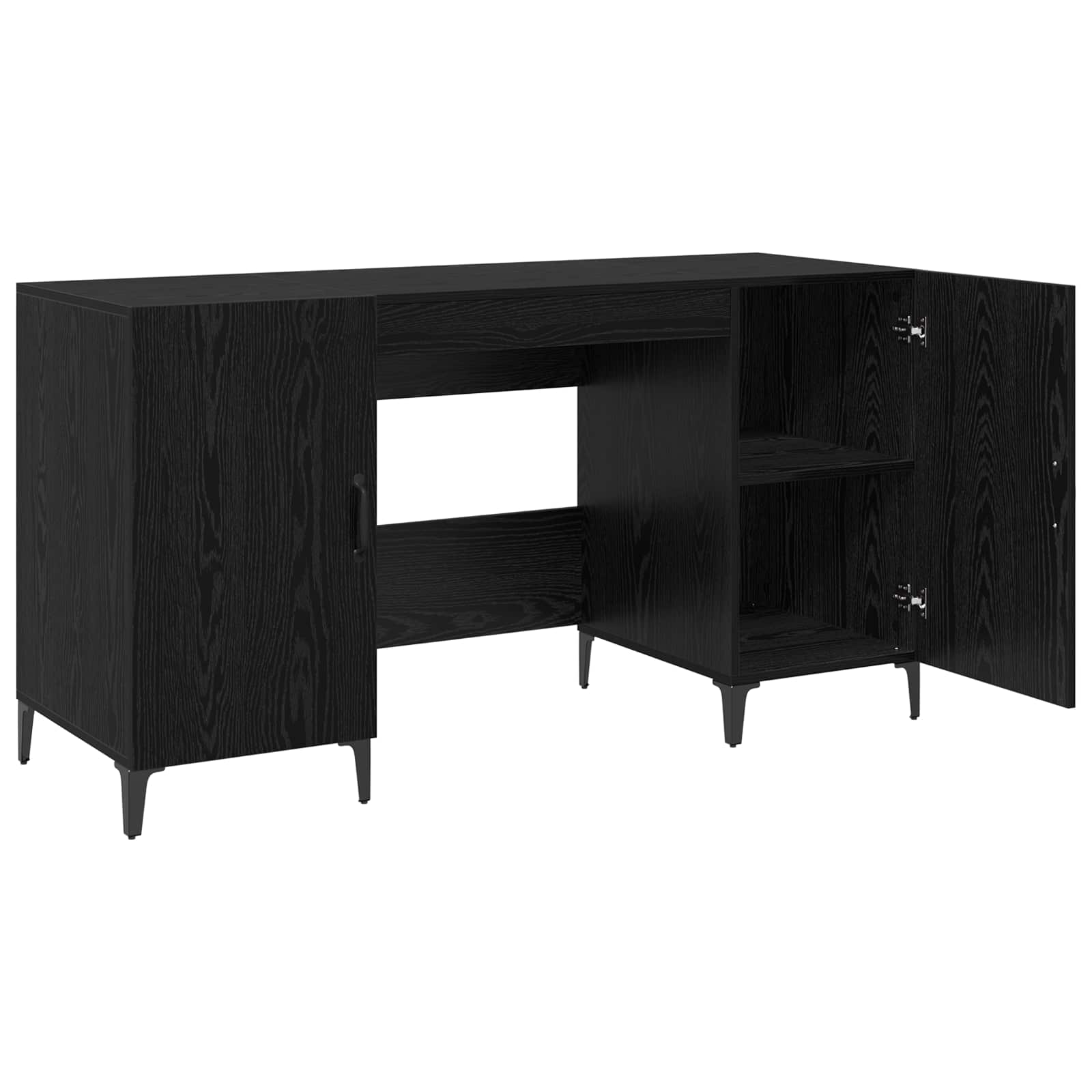 vidaXL Biurko Czarny Dąb 140 x 50 x 75 cm Materiał drewnopochodny