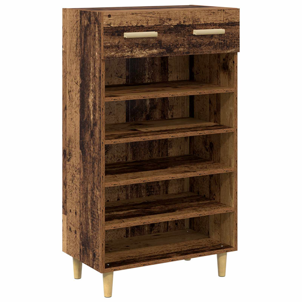 vidaXL Szafka na buty z szufladą z półką Stare drewno 60 x 35 x 105 cm