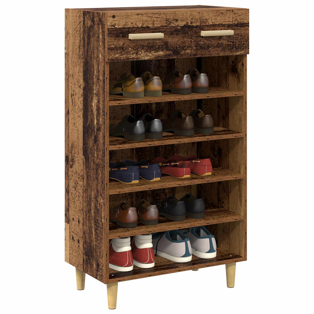 vidaXL Szafka na buty z szufladą z półką Stare drewno 60 x 35 x 105 cm