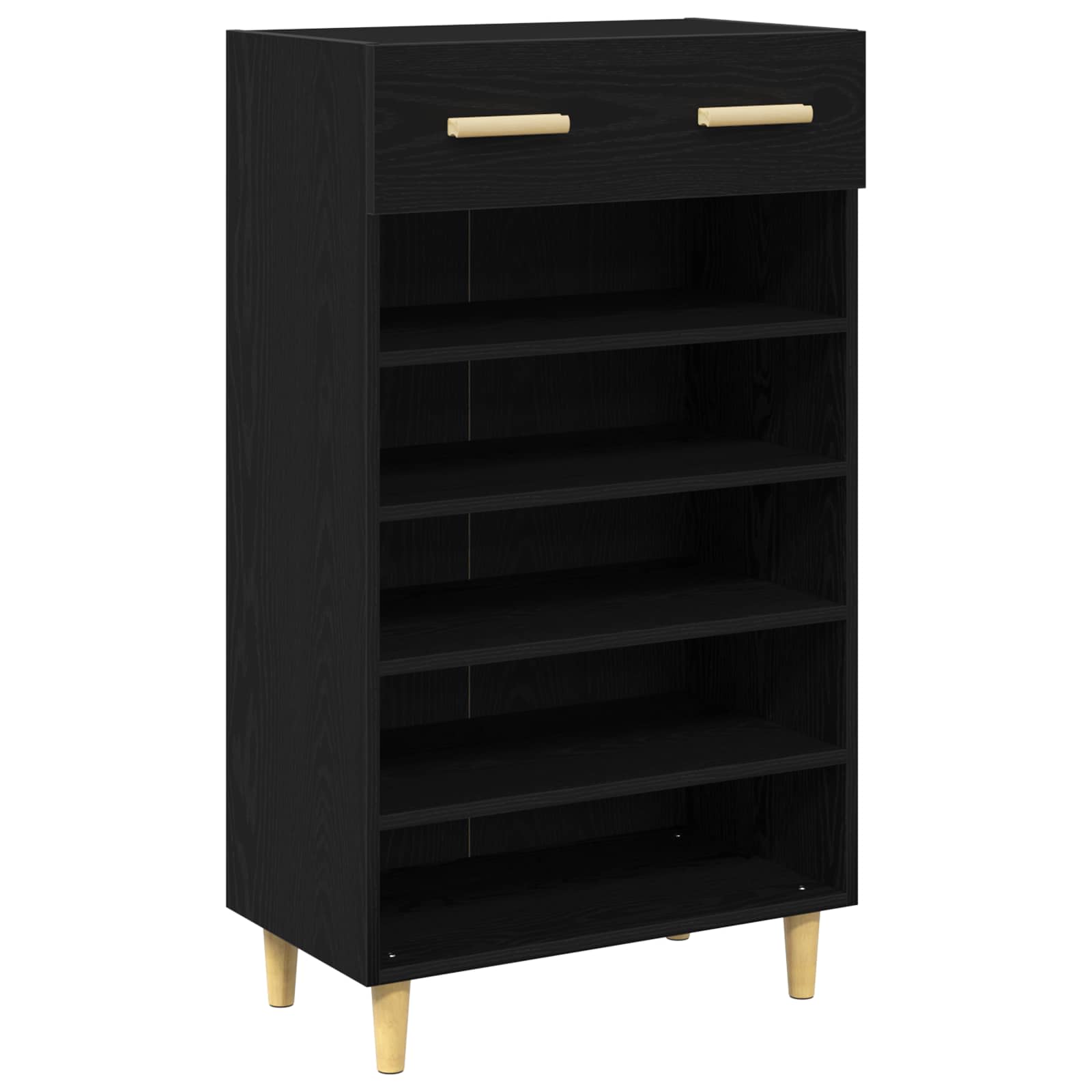 vidaXL Szafka na buty z szufladą z półką Czarny Dąb 60 x 35 x 105 cm