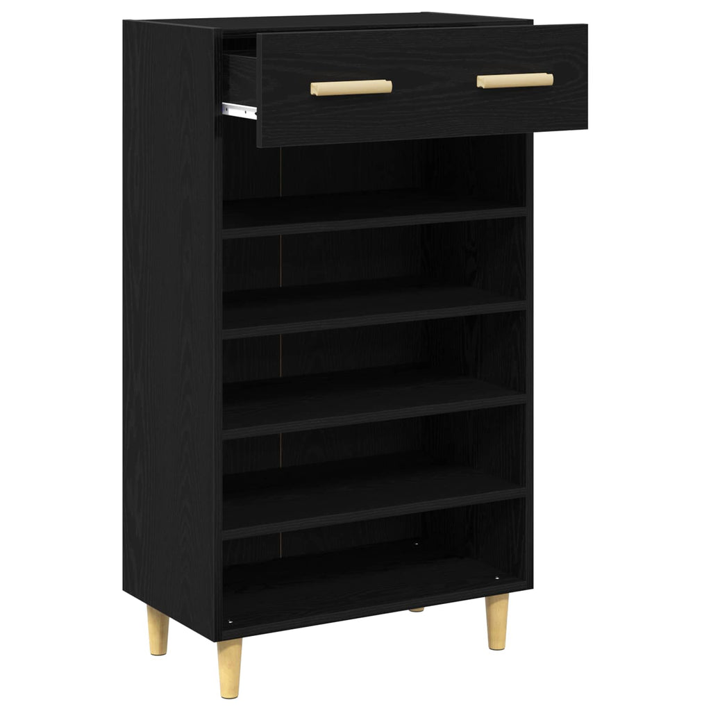 vidaXL Szafka na buty z szufladą z półką Czarny Dąb 60 x 35 x 105 cm