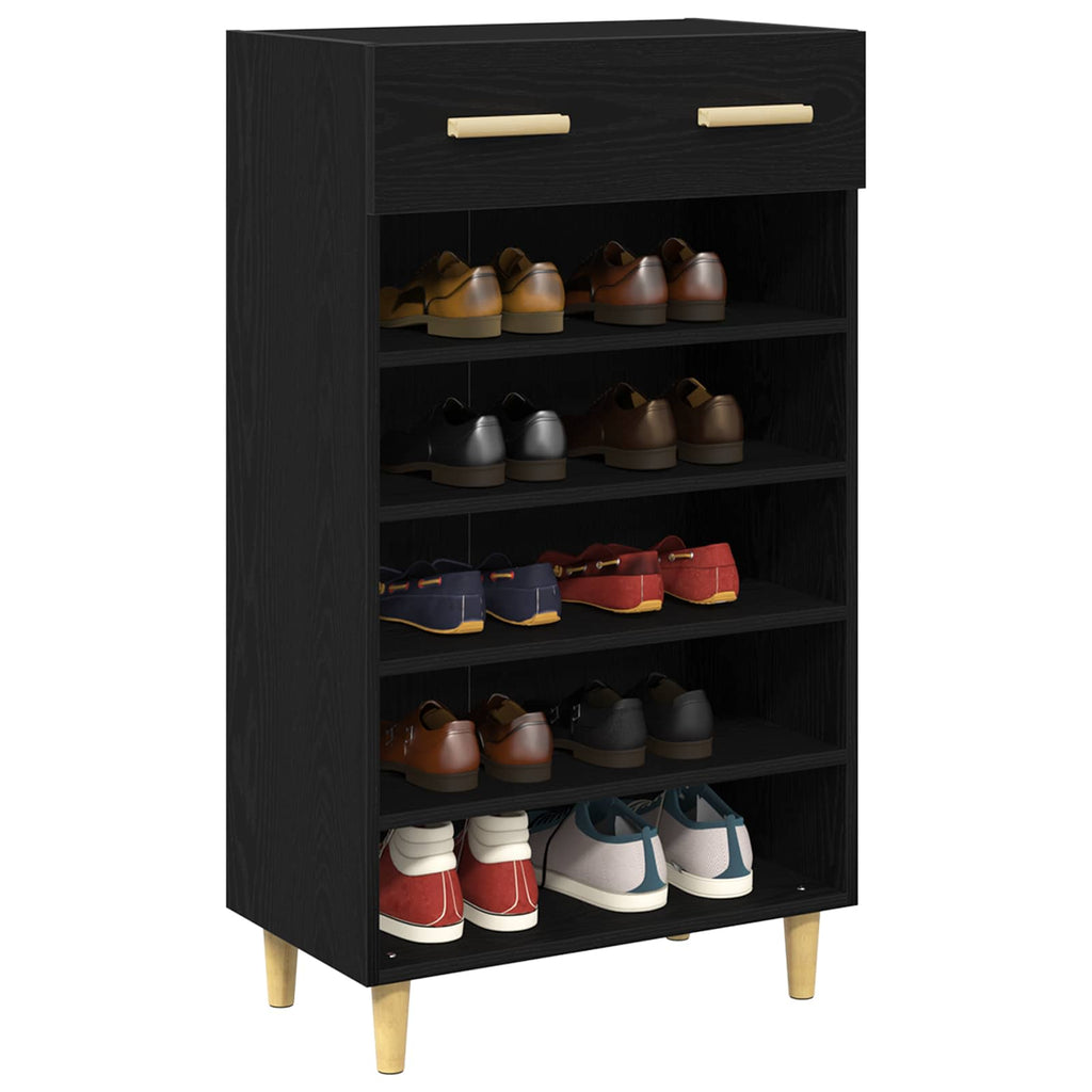 vidaXL Szafka na buty z szufladą z półką Czarny Dąb 60 x 35 x 105 cm