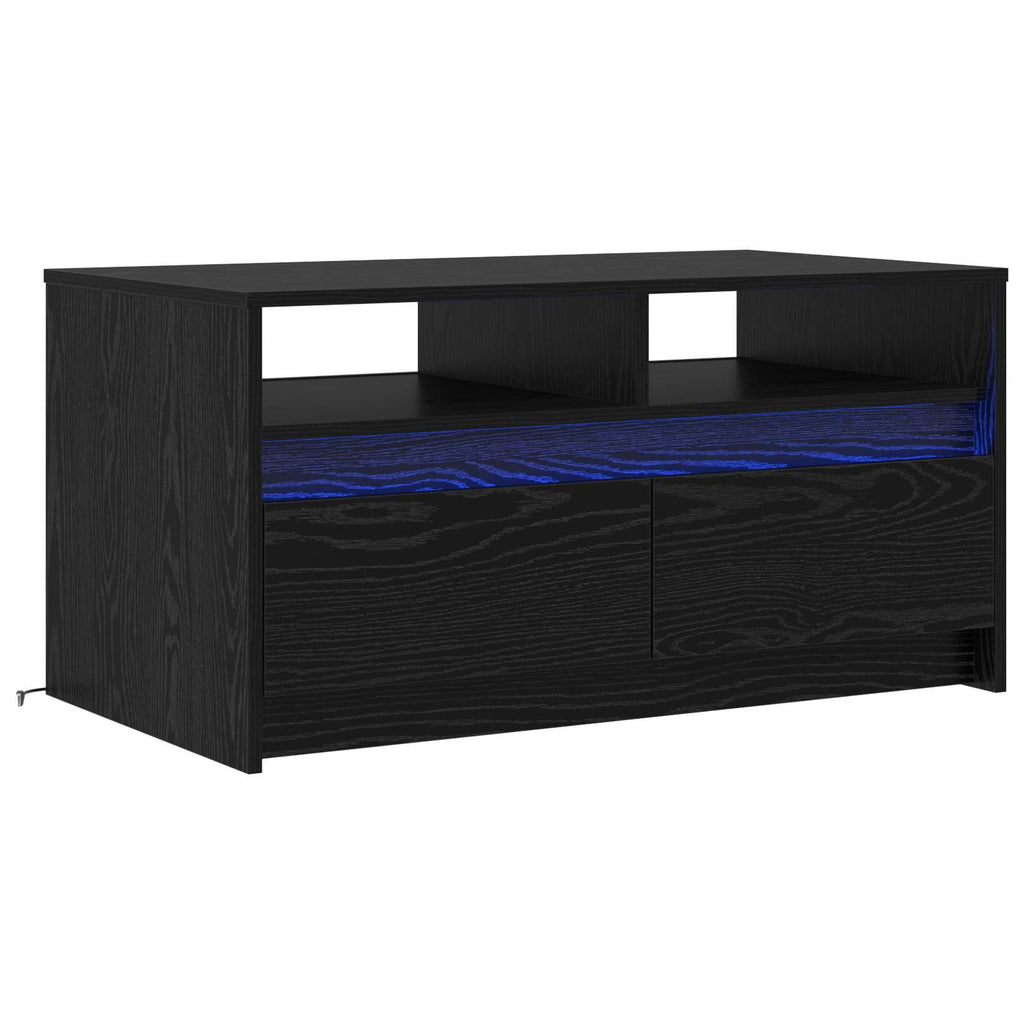 vidaXL Stolik kawowy Ze LED Lights Czarny Dąb 90 x 50 x 45 cm