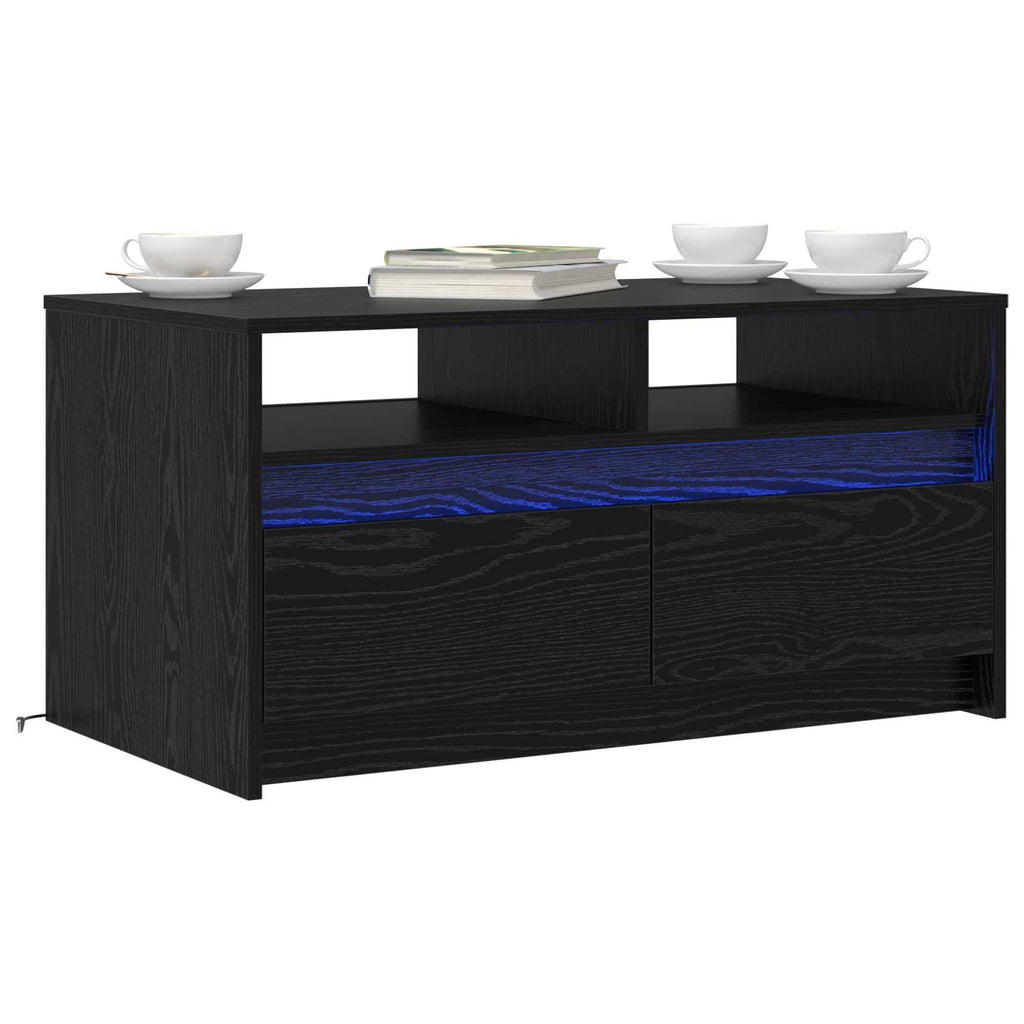 vidaXL Stolik kawowy Ze LED Lights Czarny Dąb 90 x 50 x 45 cm