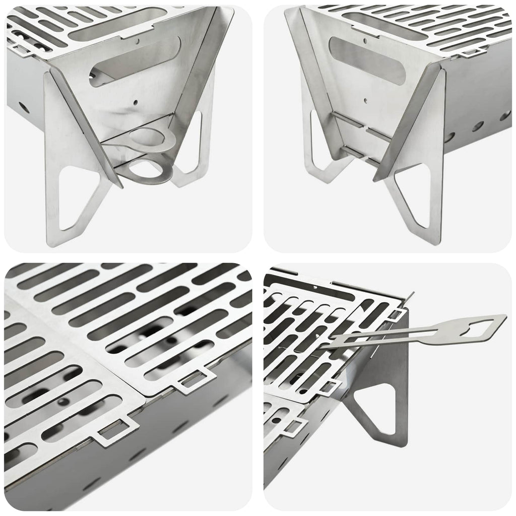 vidaXL Ognisko Campingowe 42 x 22 x 18 cm Stal nierdzewna srebrny