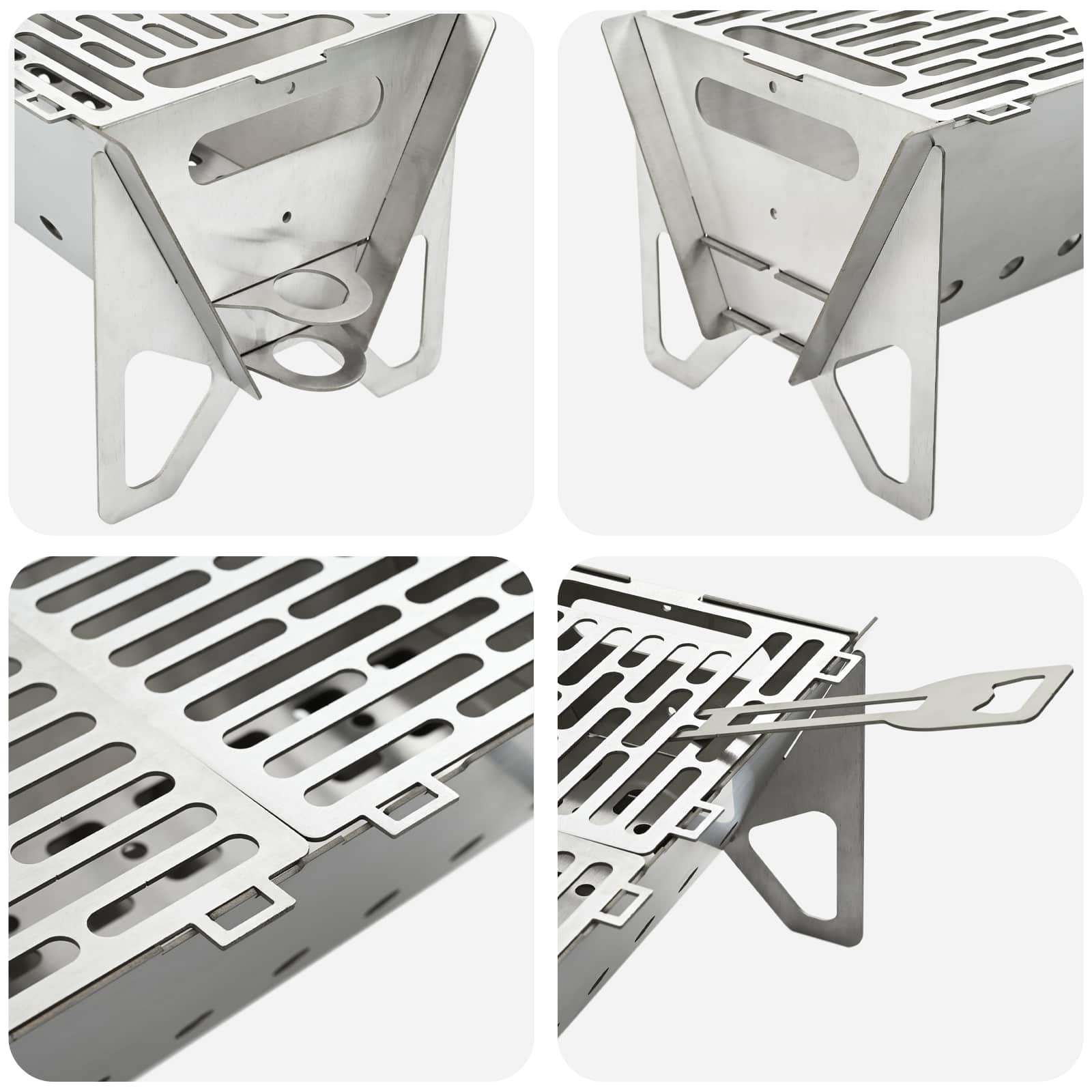 vidaXL Ognisko Campingowe 42 x 22 x 18 cm Stal nierdzewna srebrny