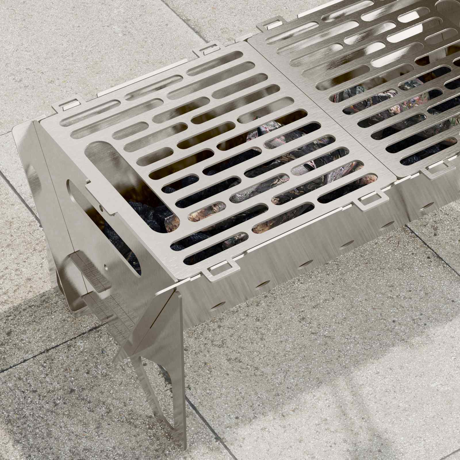 vidaXL Ognisko Campingowe 42 x 22 x 18 cm Stal nierdzewna srebrny