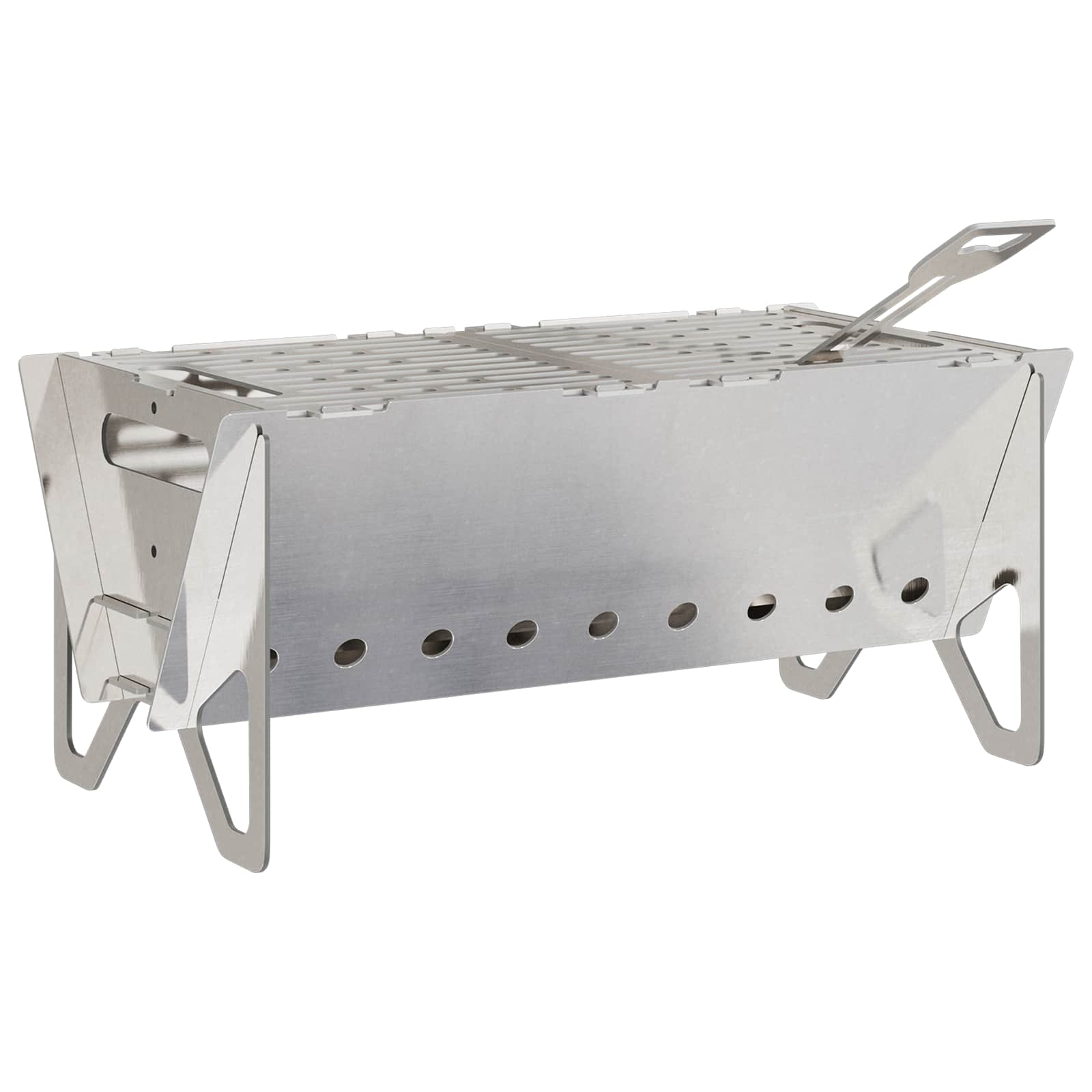 vidaXL Ognisko Campingowe 42 x 22 x 18 cm Stal nierdzewna srebrny