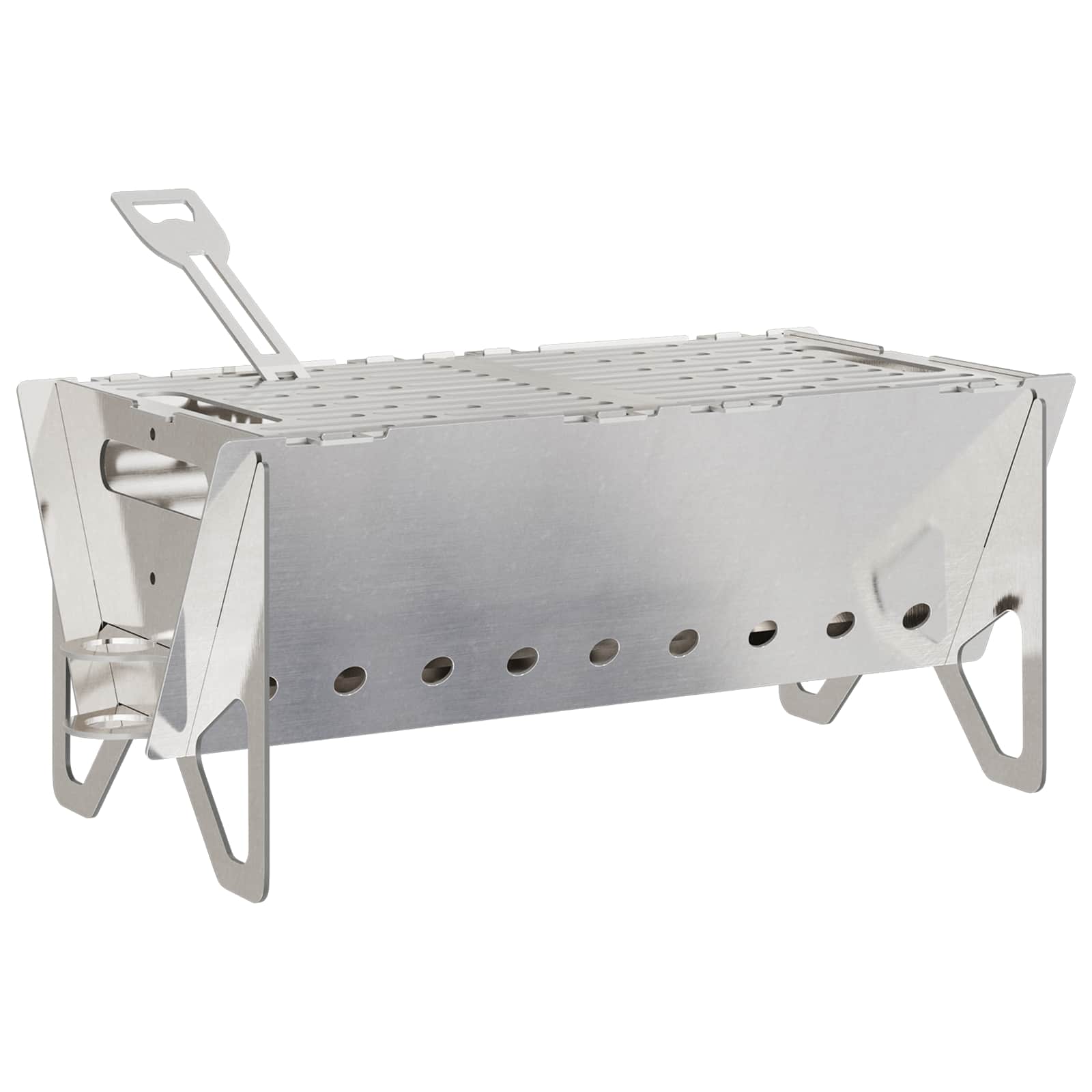 vidaXL Ognisko Campingowe 42 x 22 x 18 cm Stal nierdzewna srebrny