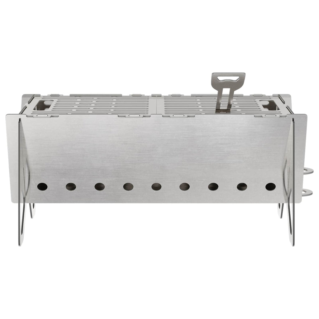 vidaXL Ognisko Campingowe 42 x 22 x 18 cm Stal nierdzewna srebrny