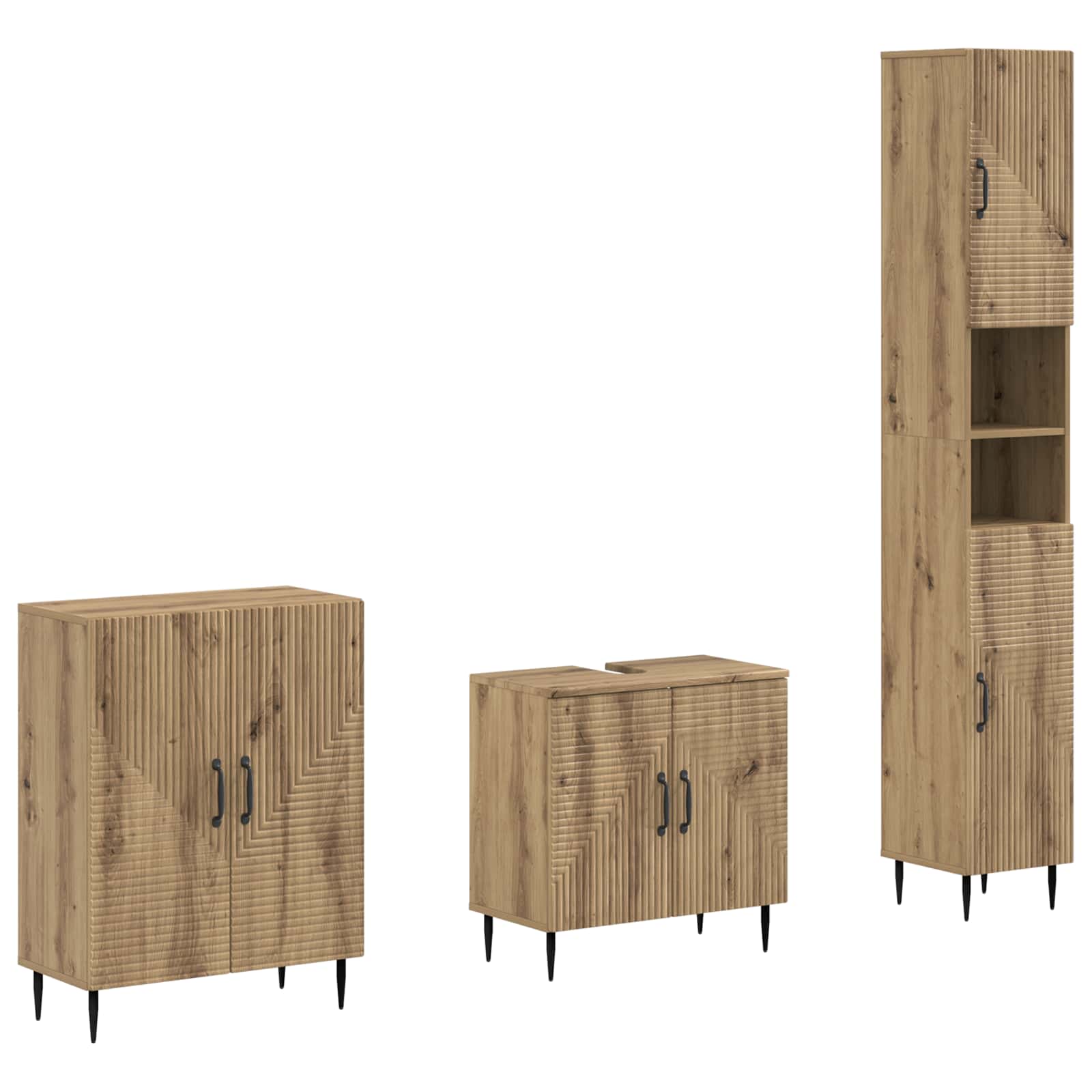 vidaXL Zestaw szafek łazienkowych w 3 częściach HAARLEM Dąb artisan