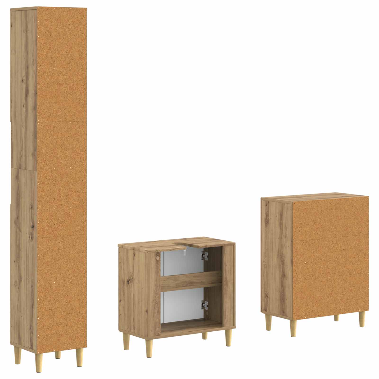 vidaXL Zestaw szafek łazienkowych w 3 częściach DELFT Dąb artisan