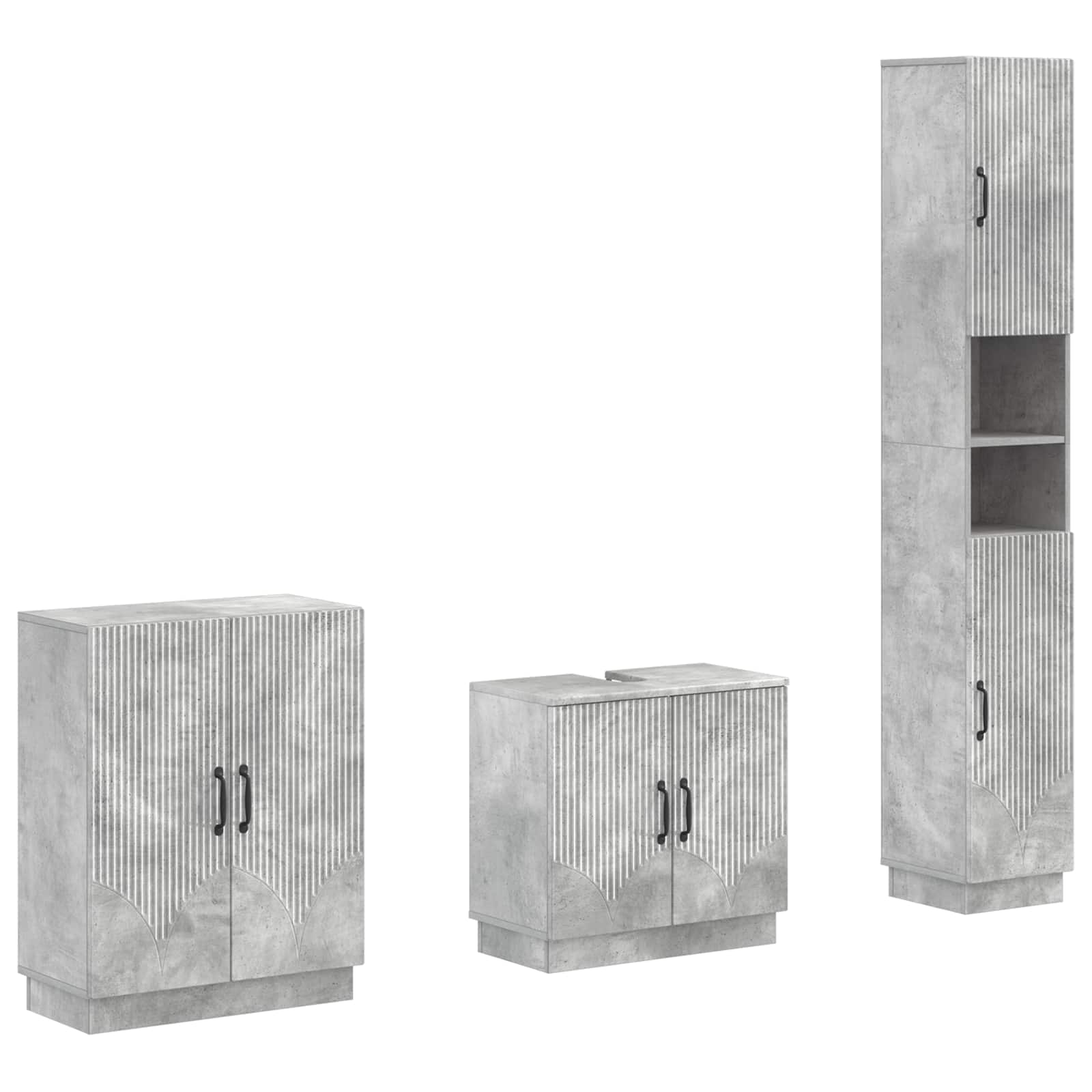 vidaXL Zestaw szafek łazienkowych w 3 częściach HOORN Betonowy szary