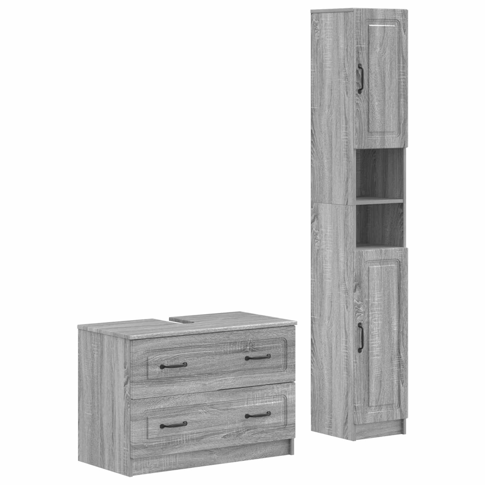 vidaXL Zestaw Szafek Łazienkowych 2 Częściowy UTRECHT Szary Sonoma