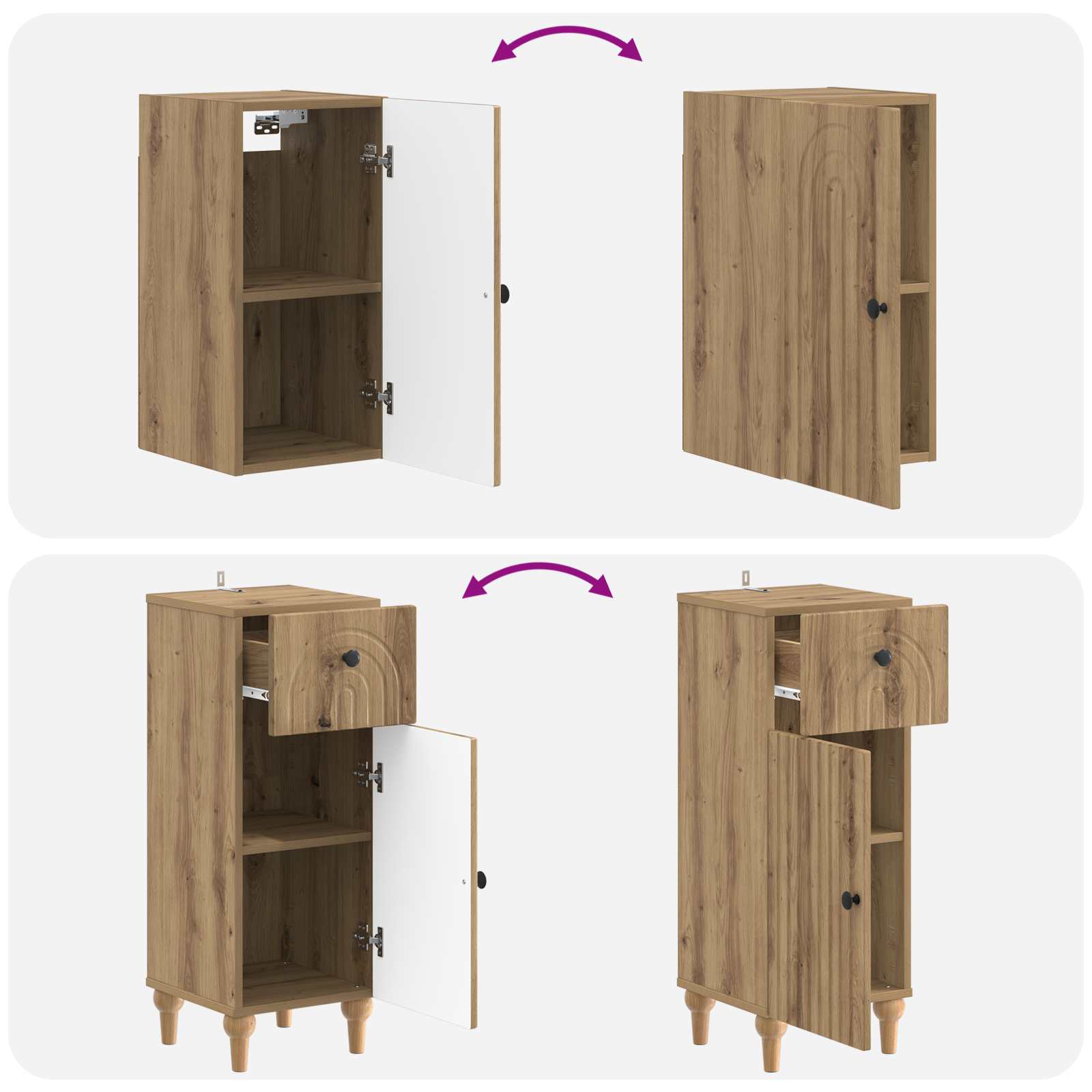 vidaXL Zestaw szafek łazienkowych w 3 częściach ALKMAAR Dąb artisan