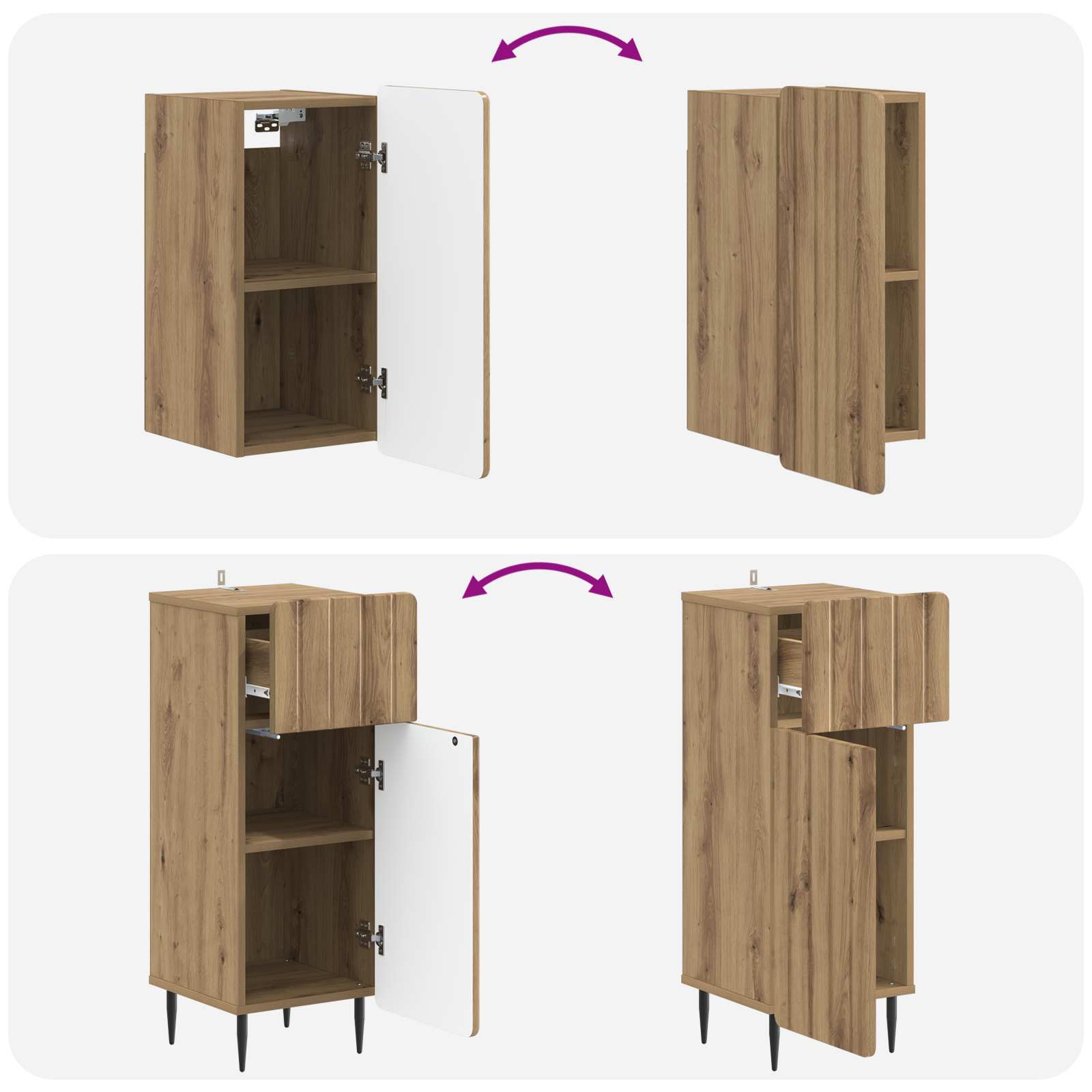 vidaXL Zestaw szafek łazienkowych w 3 częściach ZWOLLE Dąb artisan