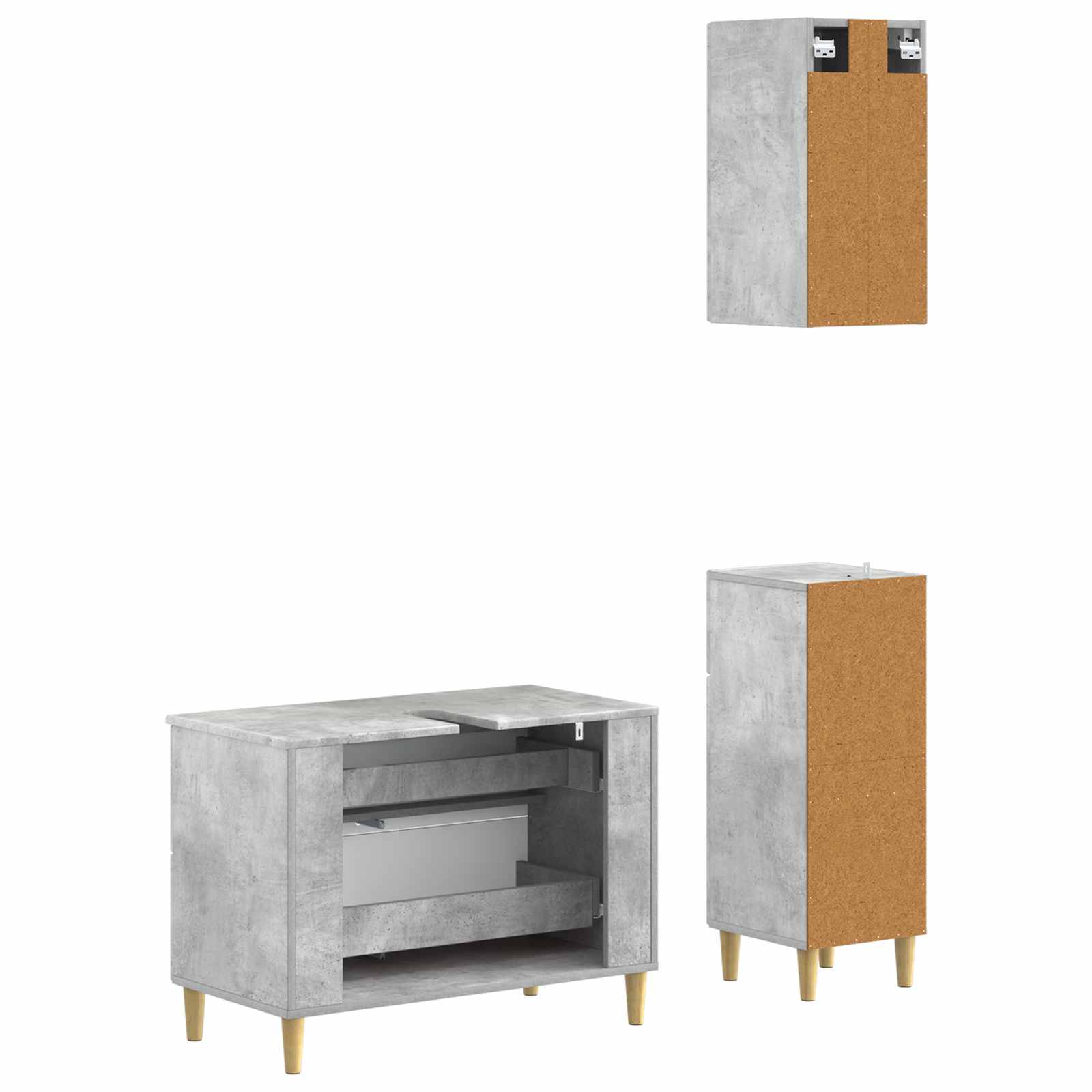 vidaXL Zestaw szafek łazienkowych w 3 częściach DELFT Betonowy szary