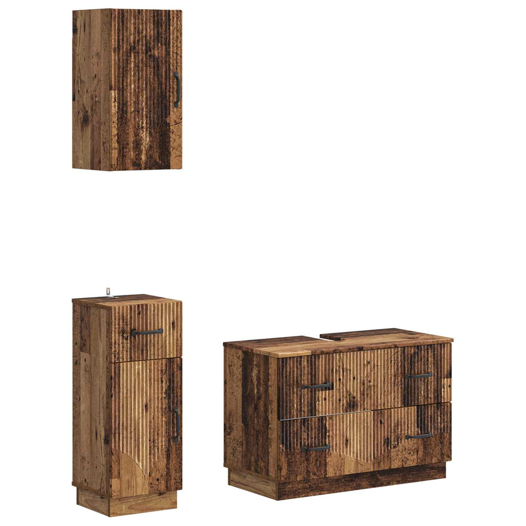 vidaXL Zestaw szafek łazienkowych w 3 częściach HOORN Stare drewno