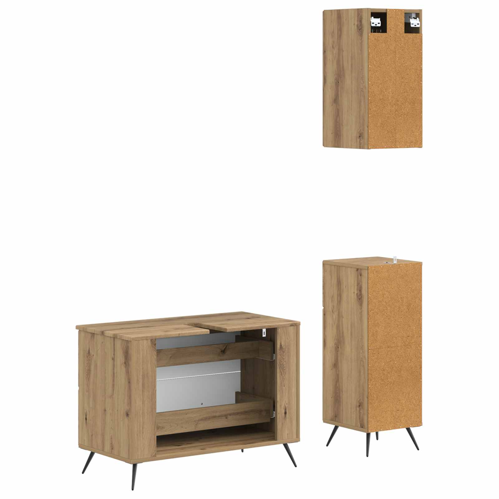 vidaXL Zestaw szafek łazienkowych w 3 częściach BREDA Dąb artisan
