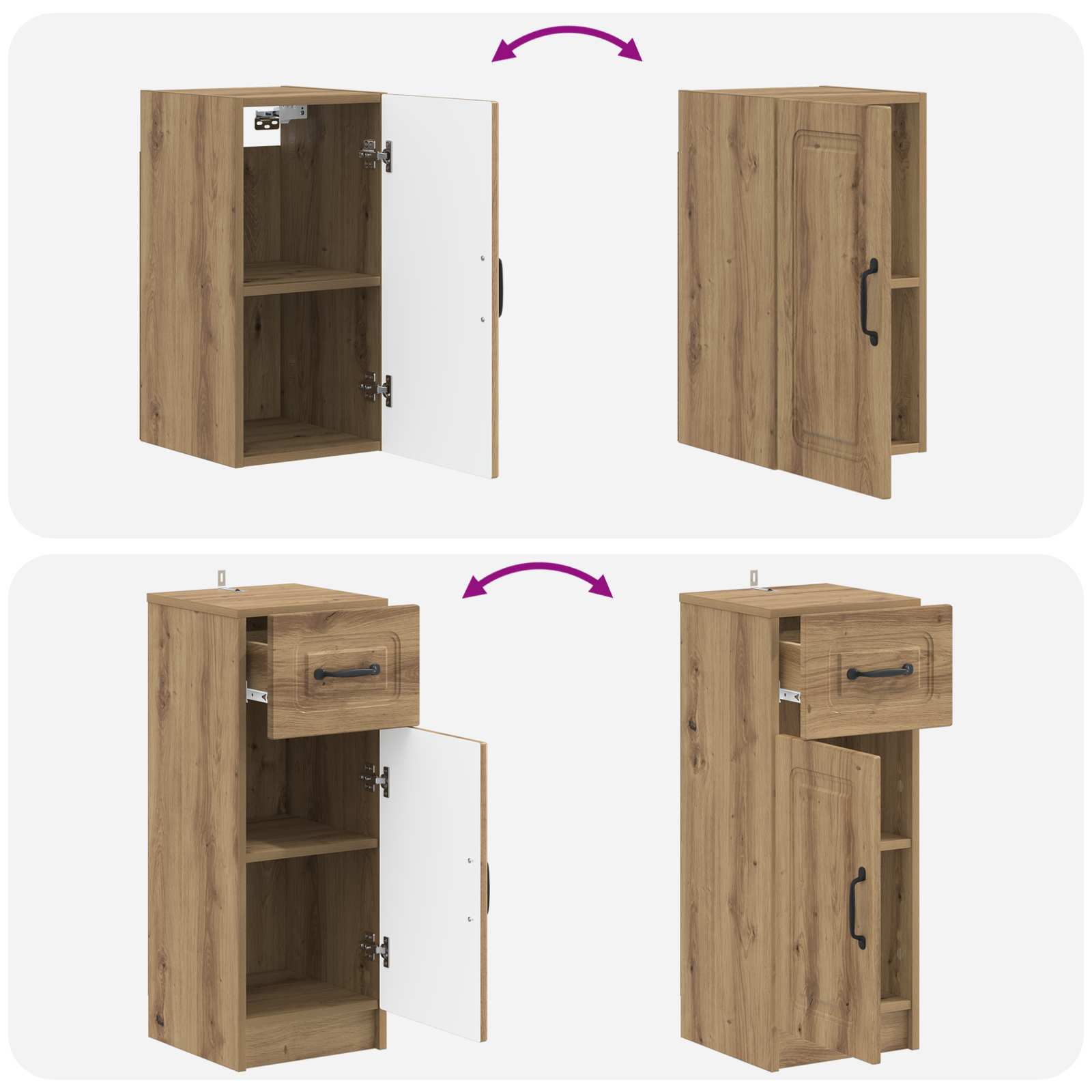 vidaXL Zestaw szafek łazienkowych w 3 częściach UTRECHT Dąb artisan