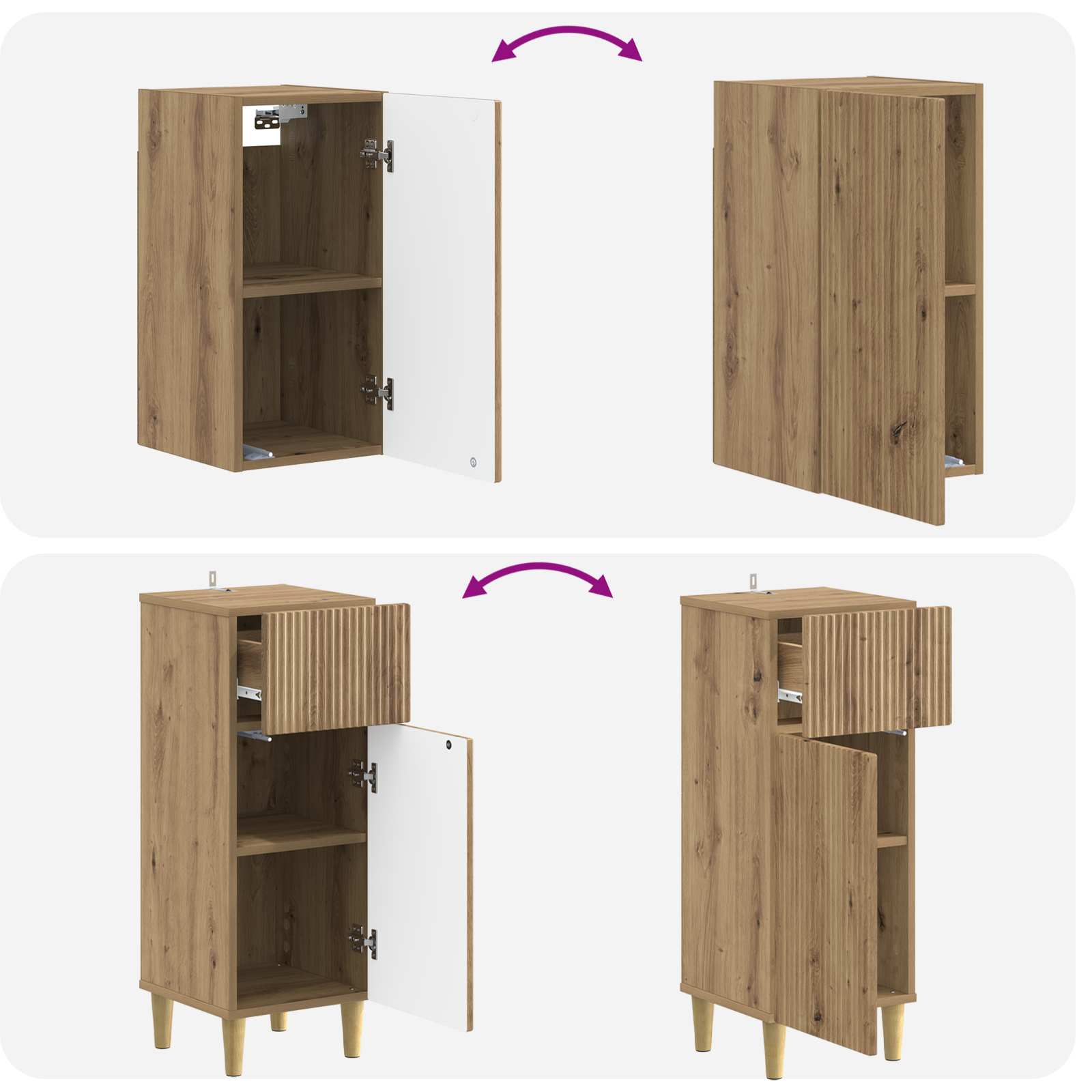 vidaXL Zestaw szafek łazienkowych 4 częściowy ARNHEM Dąb artisan