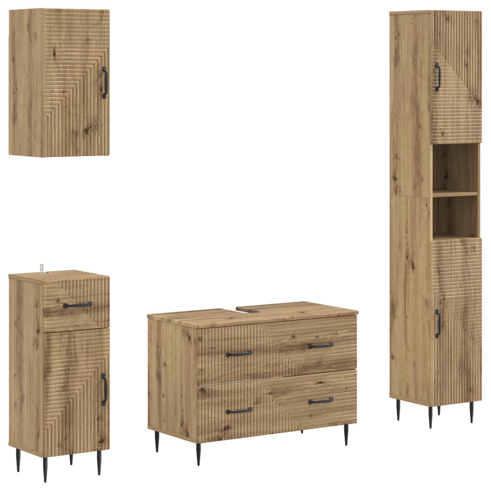 vidaXL Zestaw szafek łazienkowych 4 częściowy HAARLEM Dąb artisan