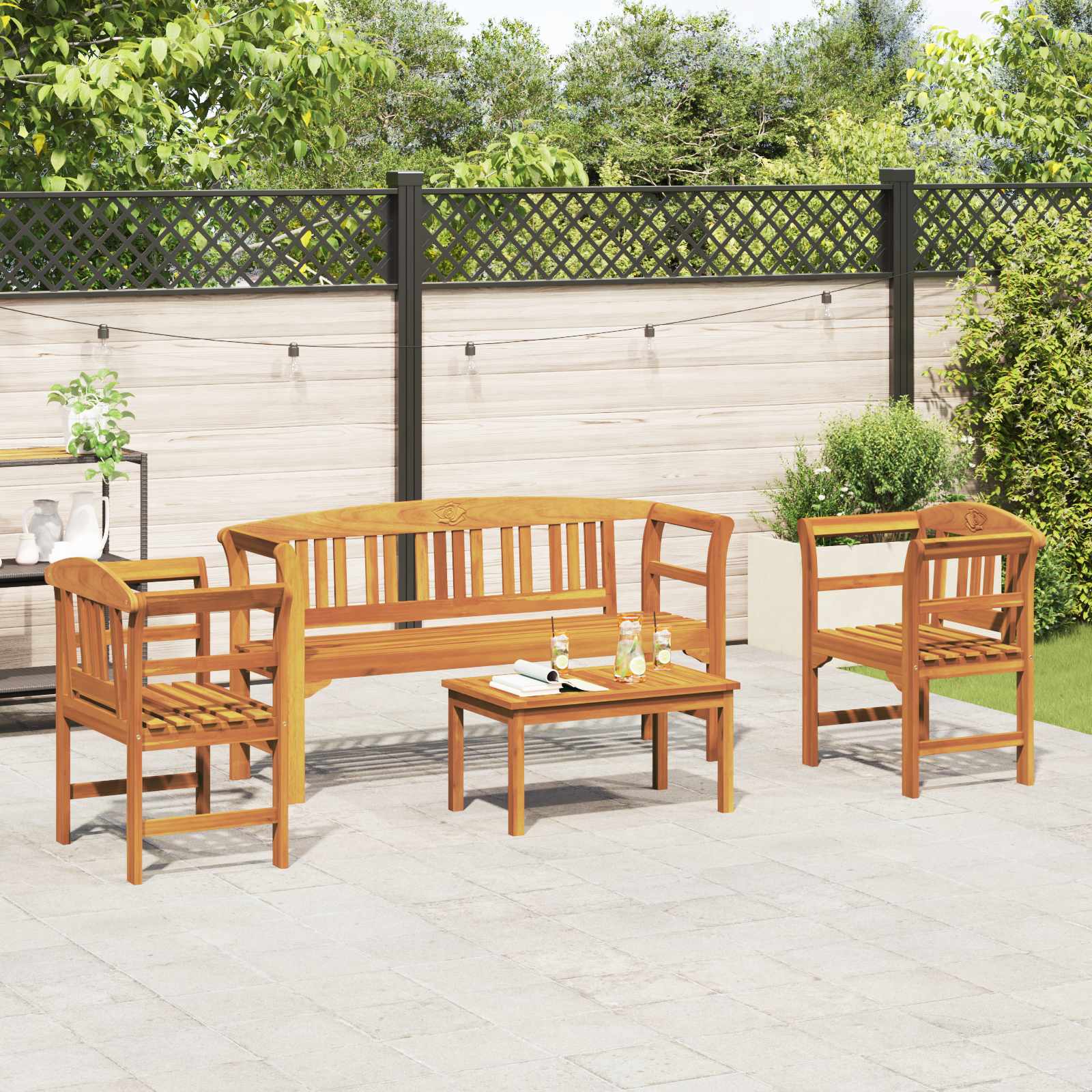vidaXL Zestaw lounge Róża ogrodowa 4 pcs Lite Drewno Akacji