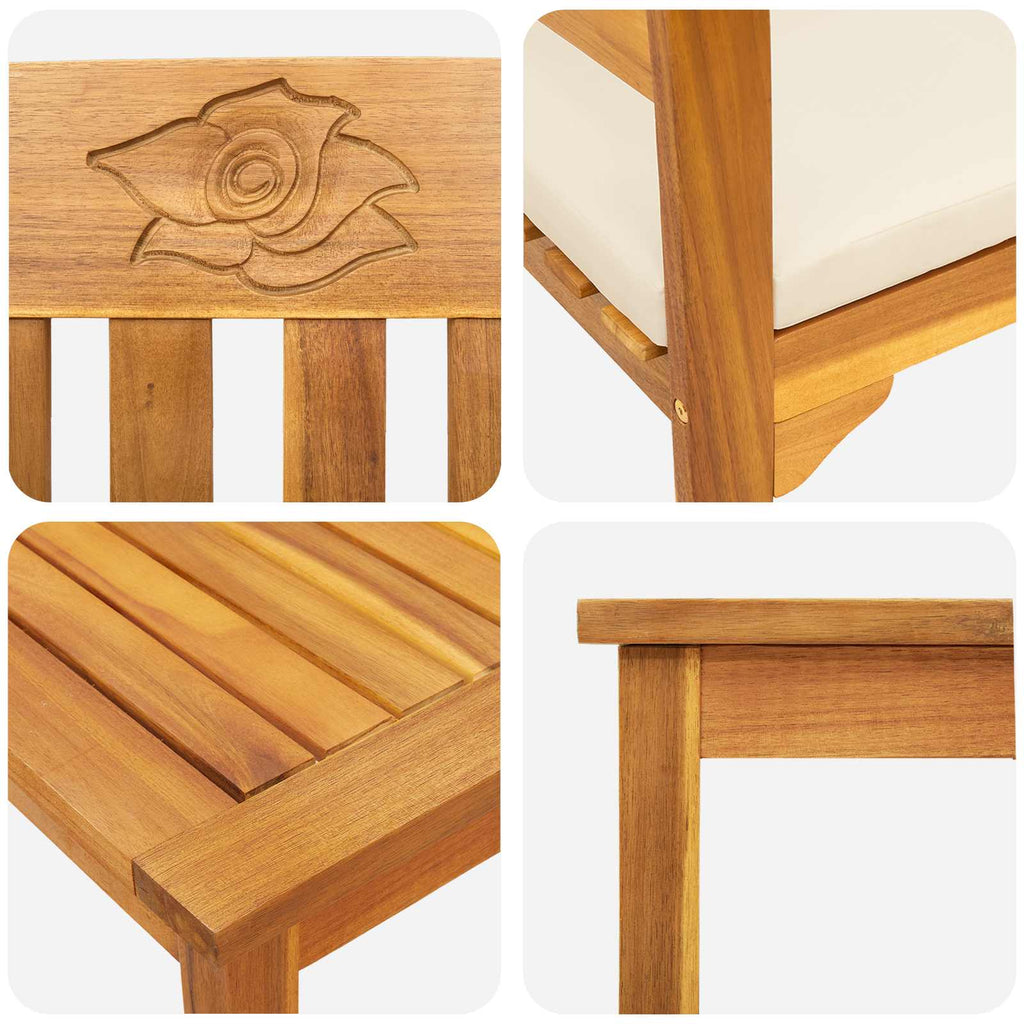 vidaXL Zestaw lounge Róża ogrodowa z poduszką 4 pcs Lite Drewno Akacji