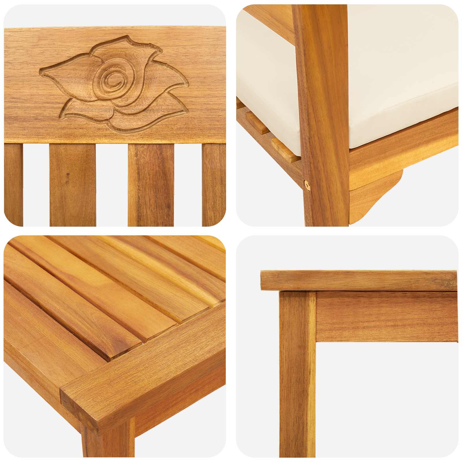 vidaXL Zestaw lounge Róża ogrodowa z poduszką 4 pcs Lite Drewno Akacji