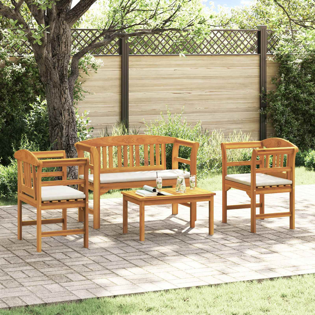vidaXL Zestaw lounge Róża ogrodowa z poduszką 4 pcs Lite Drewno Akacji