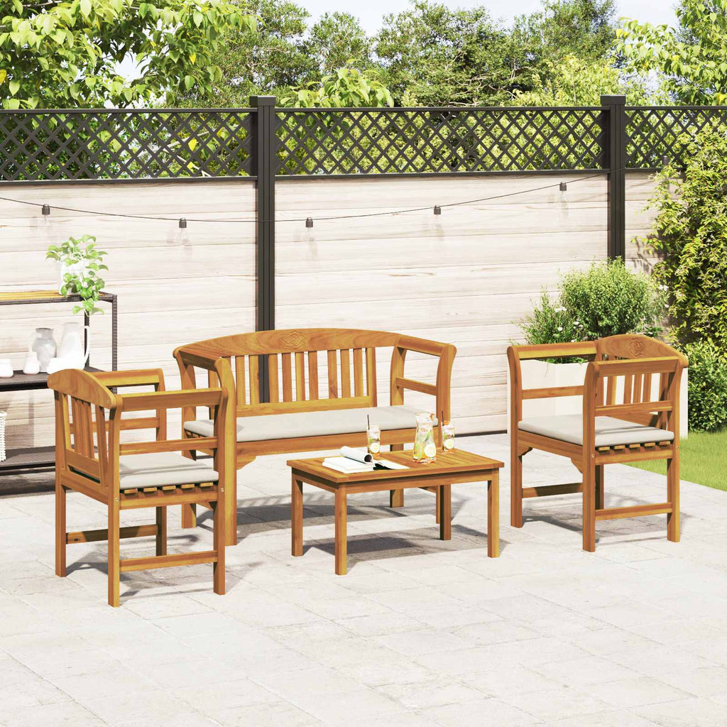 vidaXL Zestaw lounge Róża ogrodowa z poduszką 4 pcs Lite Drewno Akacji
