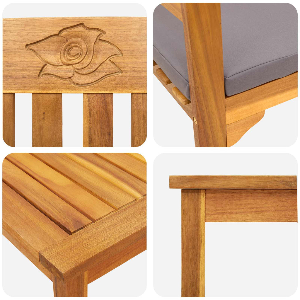 vidaXL Zestaw lounge Róża ogrodowa z poduszką 4 pcs Lite Drewno Akacji