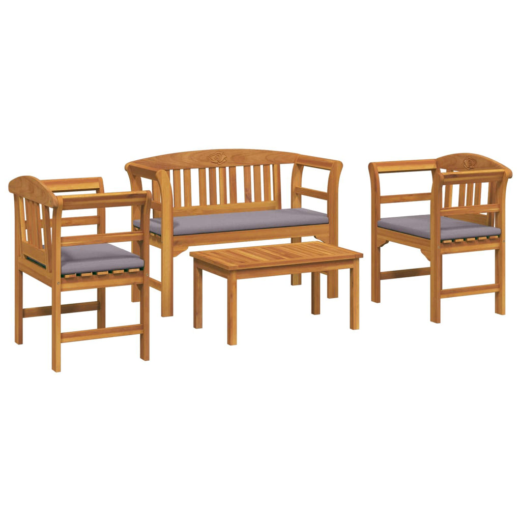 vidaXL Zestaw lounge Róża ogrodowa z poduszką 4 pcs Lite Drewno Akacji