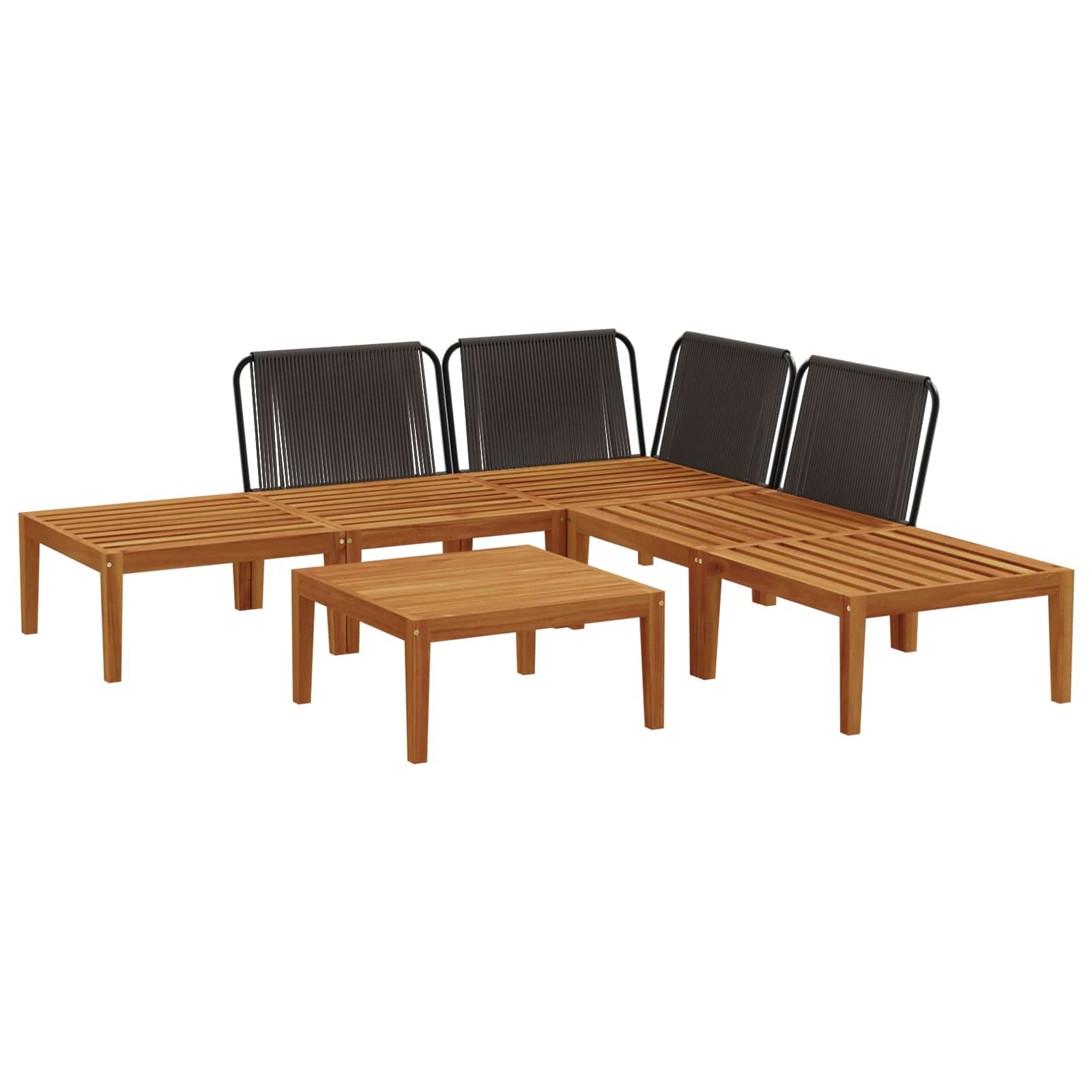 vidaXL 6 pcs Solidne drewno akacjowe i lina naturalny