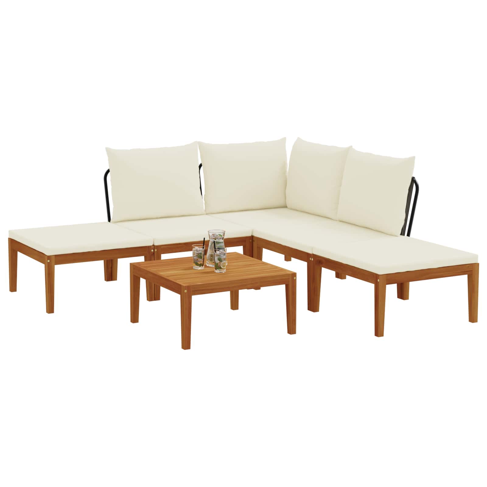 vidaXL 6 pcs Solidne drewno akacjowe i lina naturalny