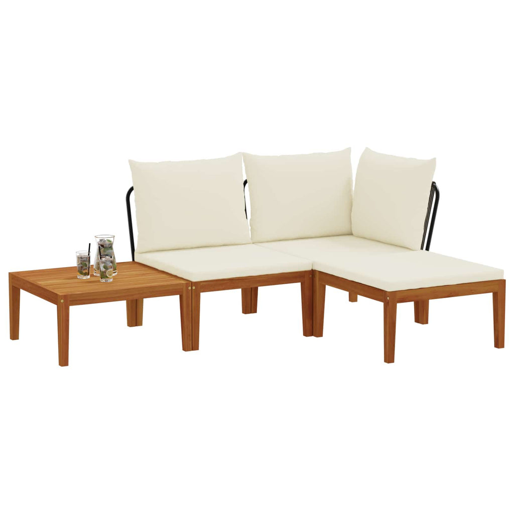 vidaXL 4 pcs Solidne drewno akacjowe i lina naturalny
