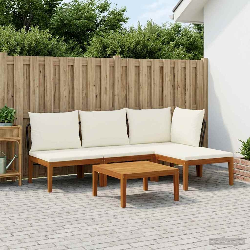 vidaXL 5 pcs Solidne drewno akacjowe i lina naturalny