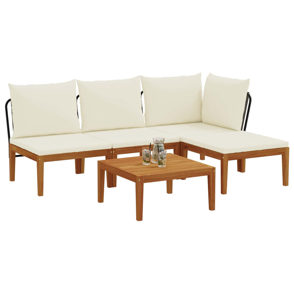 vidaXL 5 pcs Solidne drewno akacjowe i lina naturalny