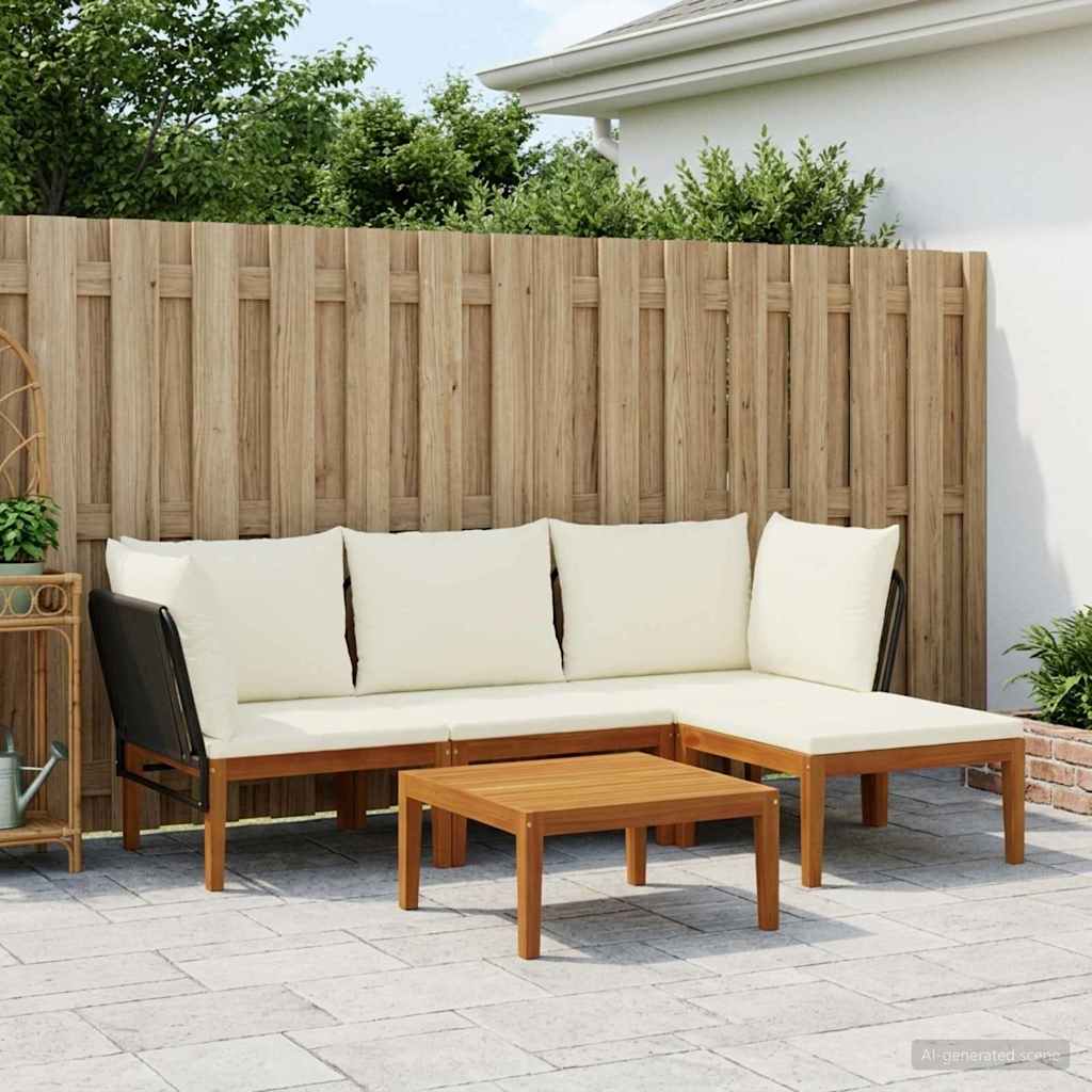 vidaXL 5 pcs Solidne drewno akacjowe i lina naturalny