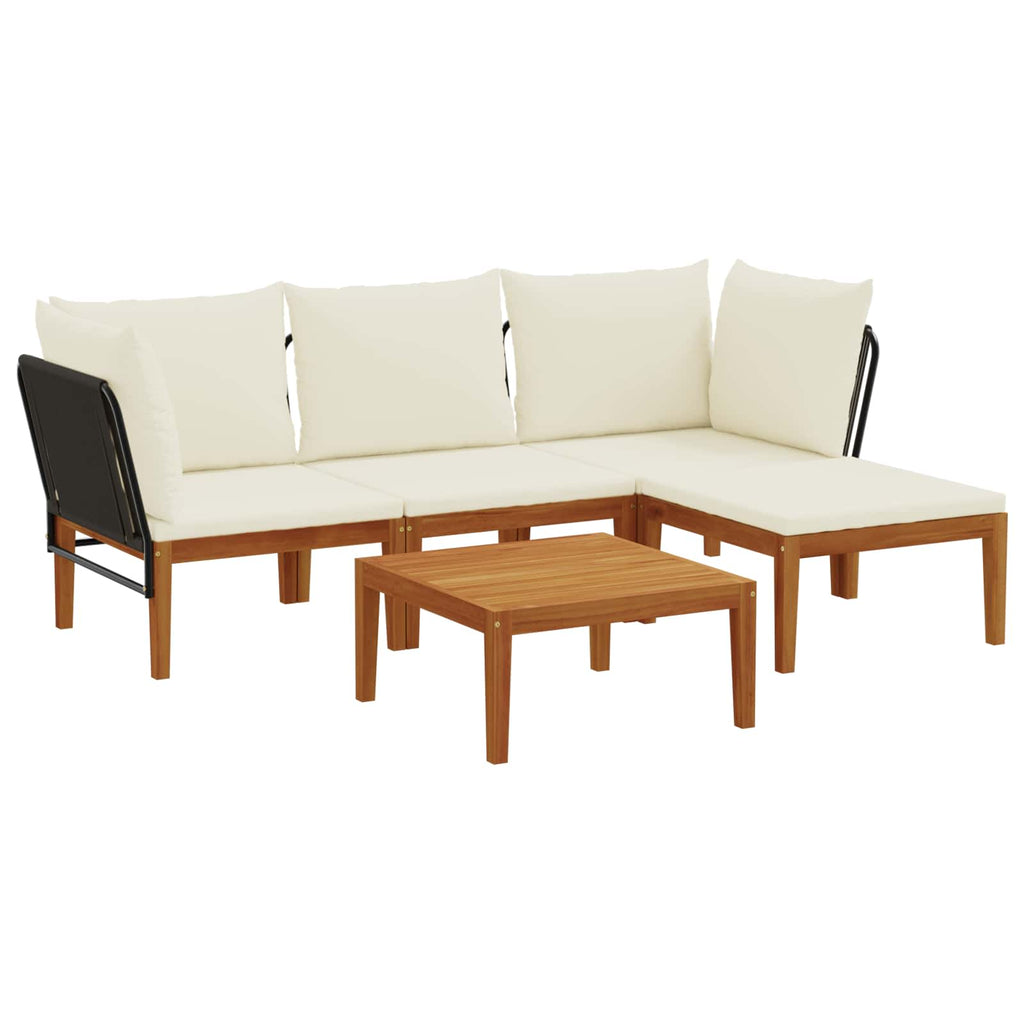 vidaXL 5 pcs Solidne drewno akacjowe i lina naturalny