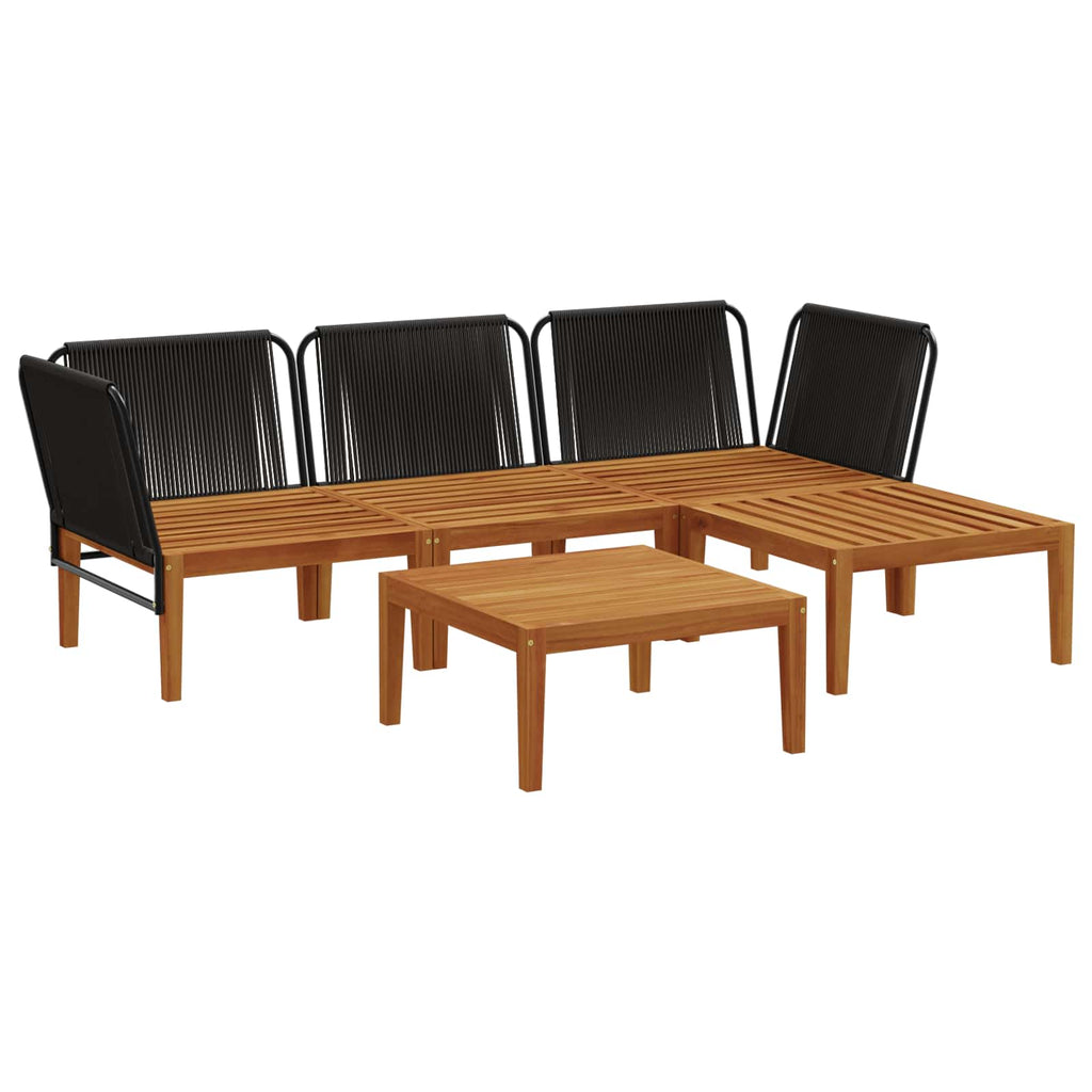 vidaXL 5 pcs Solidne drewno akacjowe i lina naturalny