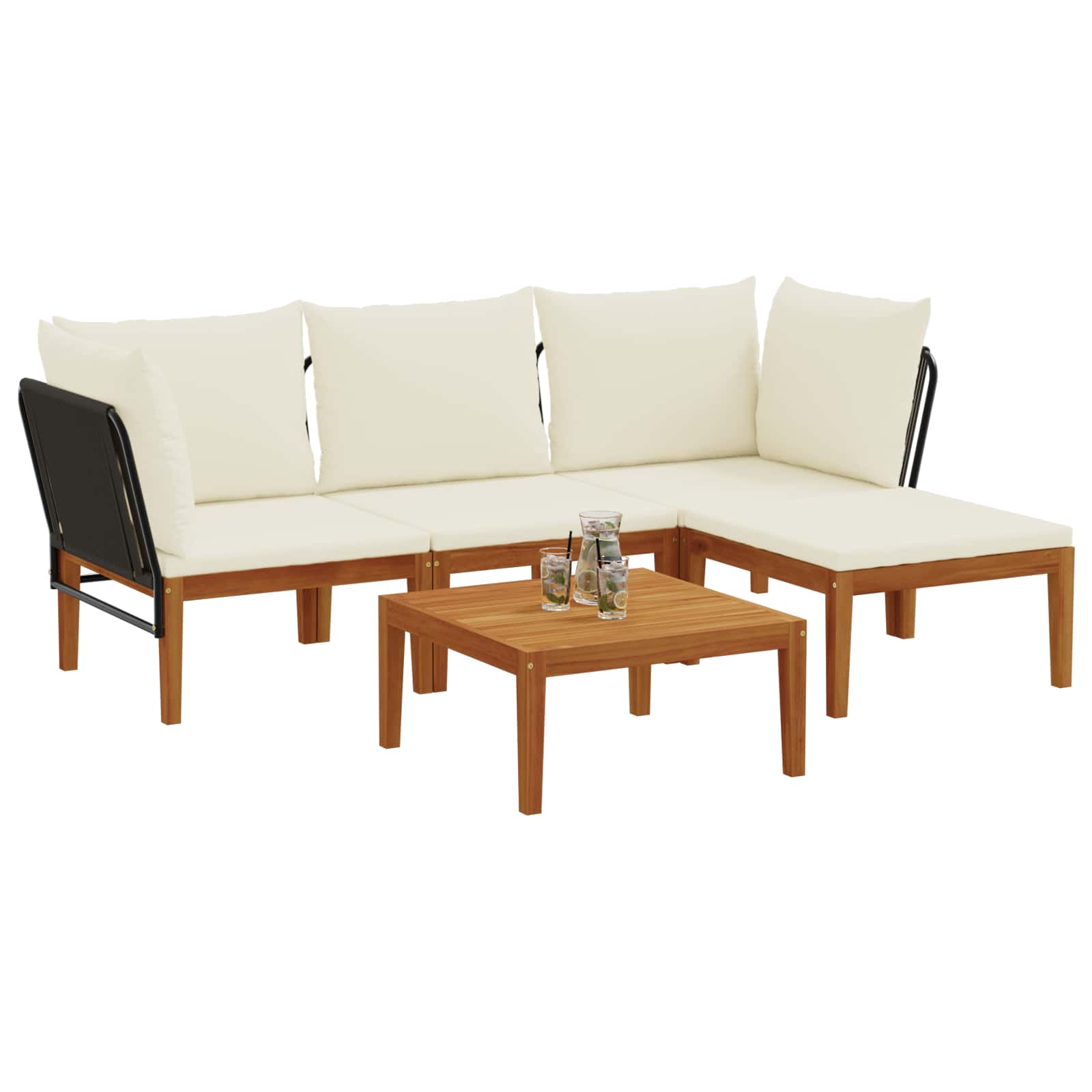 vidaXL 5 pcs Solidne drewno akacjowe i lina naturalny