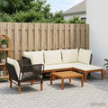 vidaXL 6 pcs Solidne drewno akacjowe i lina naturalny